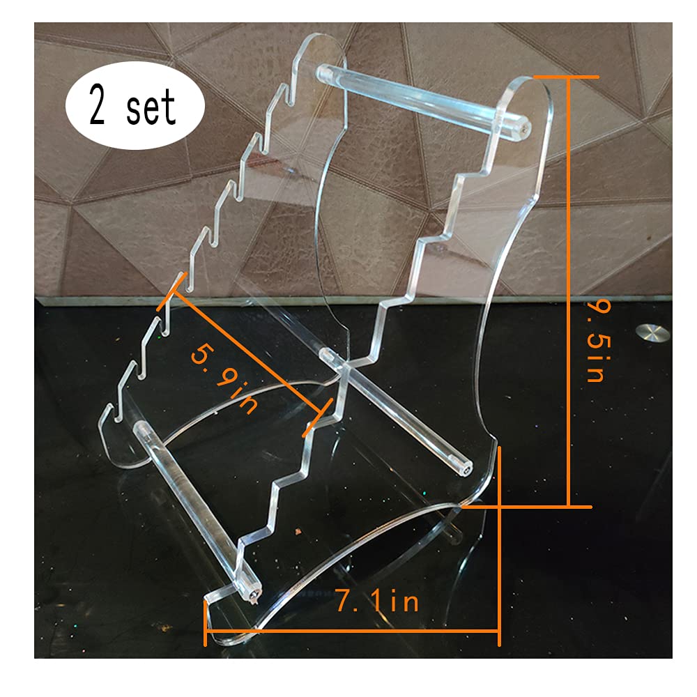 2-Tier Acrylic Knife Display Stand - Clear Transparent Knife Holder for Kitchen, Restaurant & Retail Store Organization