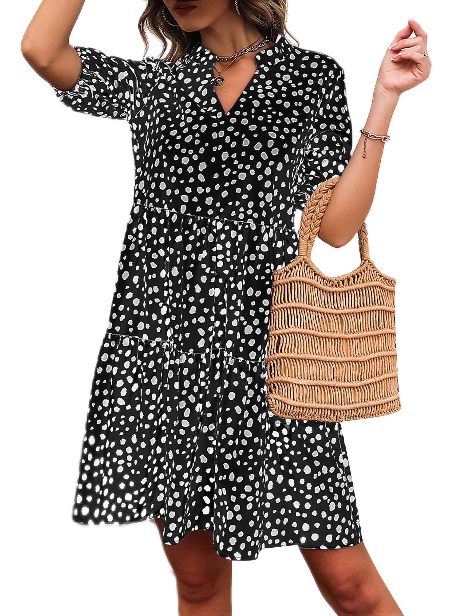 Sexy Dance Ladies T-Shirt Dress - Swing Leopard Print Sundress for Women | Summer Kaftan Casual Mini Dress | Perfect for Beach Parties, Club Nights & Vacation Outfits