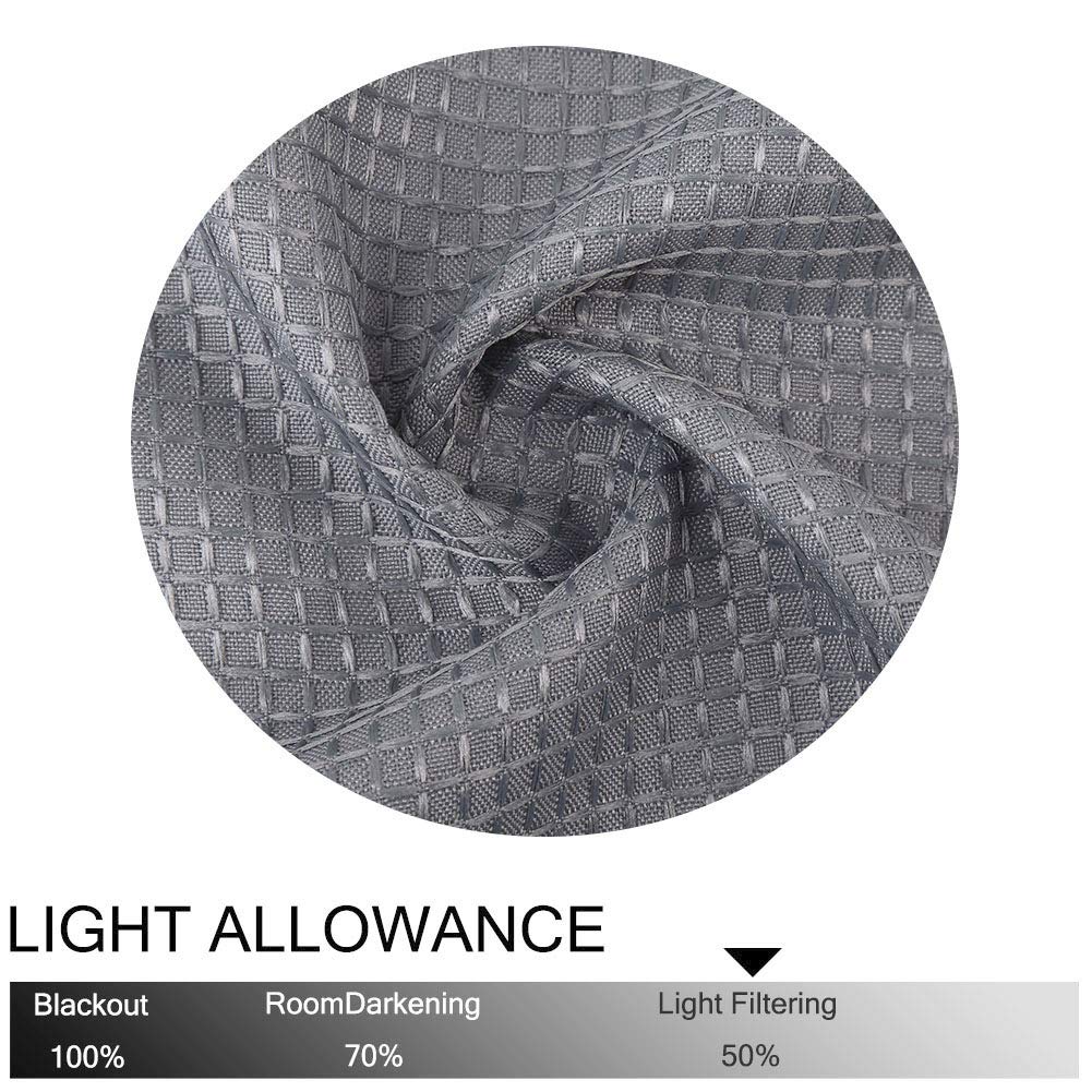 CAROMIO Grey Waffle Woven Kitchen Curtains - 30 Inch Textured Short Tier Window Treatment for Bathroom, Cafe & Farmhouse Style Decor | Perfect for Kitchen Windows, Small Bathrooms & Coffee Shops