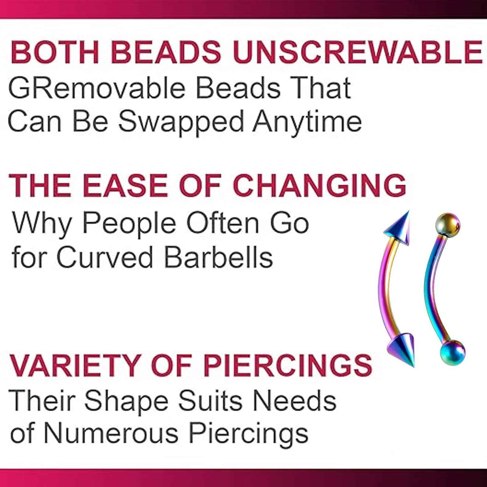 16G Surgical Steel Curved Barbell Earrings - Cartilage, Eyebrow, Lip Rings with Balls for Conch, Rook, Labret Piercings | Perfect for Everyday Wear, Parties & Alternative Fashion