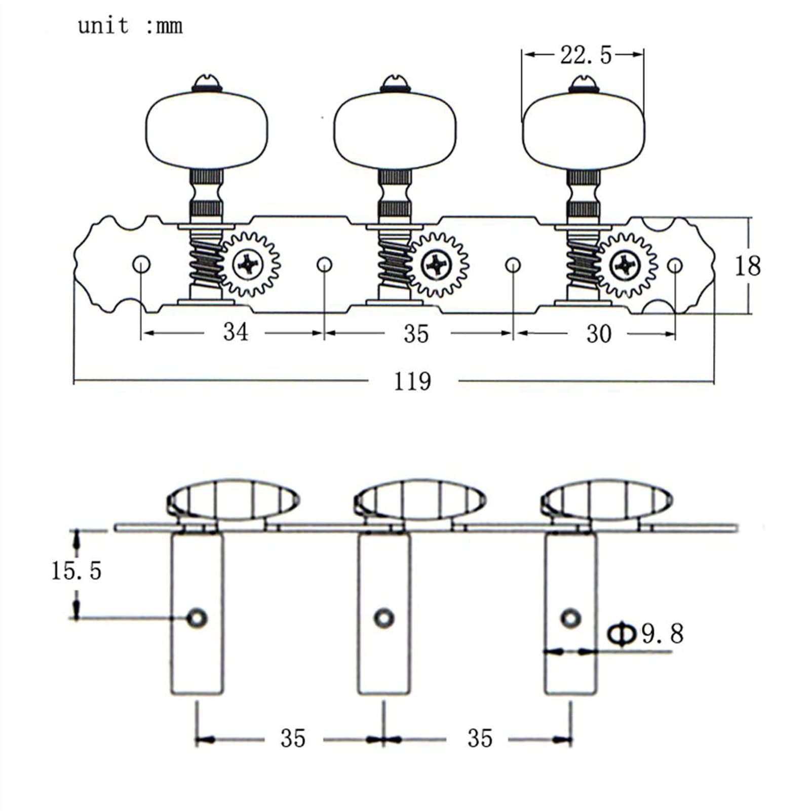 Classical Guitar Tuning Pegs - 1 Pair Premium Machine Heads Tuners for Acoustic & Electric Guitars | Perfect for String Replacement & Maintenance | Ideal for Musicians, Guitar Repair & DIY Projects