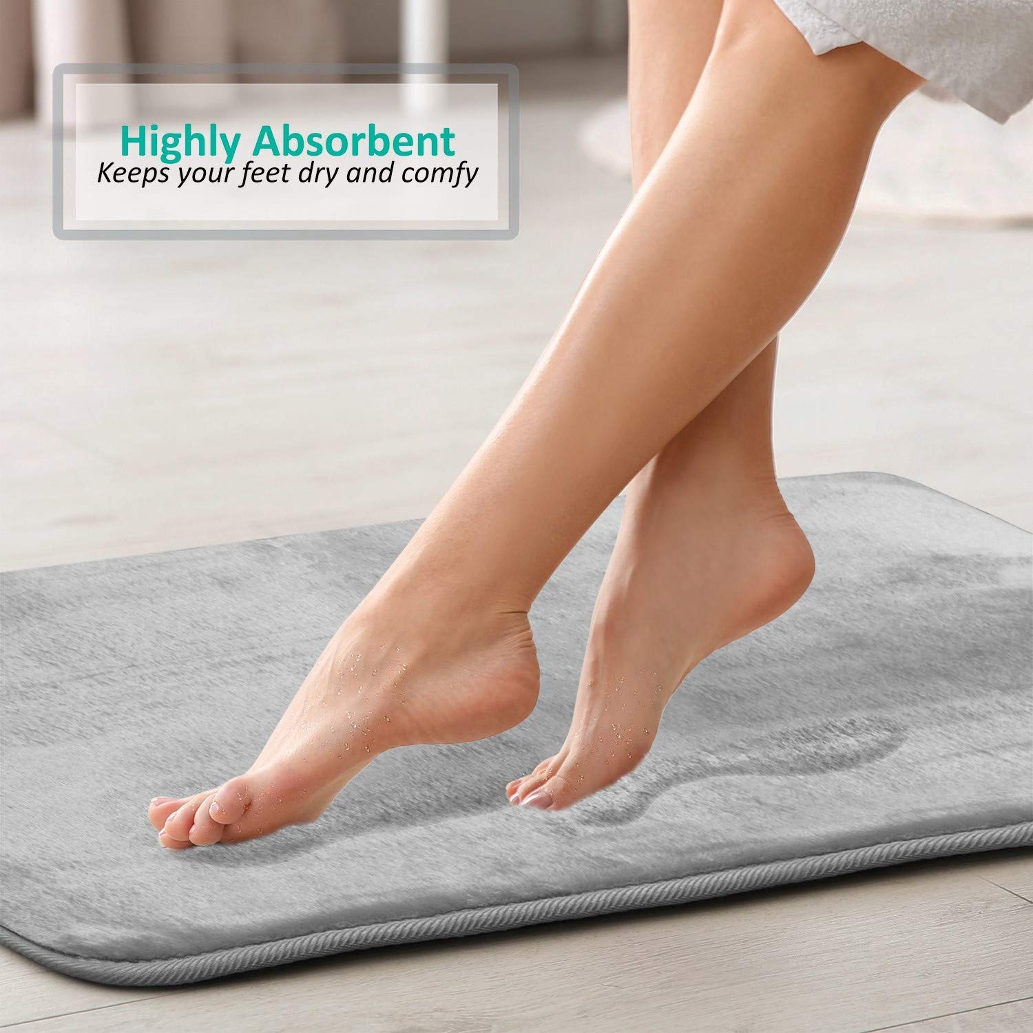 Clara Clark Memory Foam Bath Mat Set - 3 Piece Non-Slip Absorbent Velvet Bathroom Rugs (20