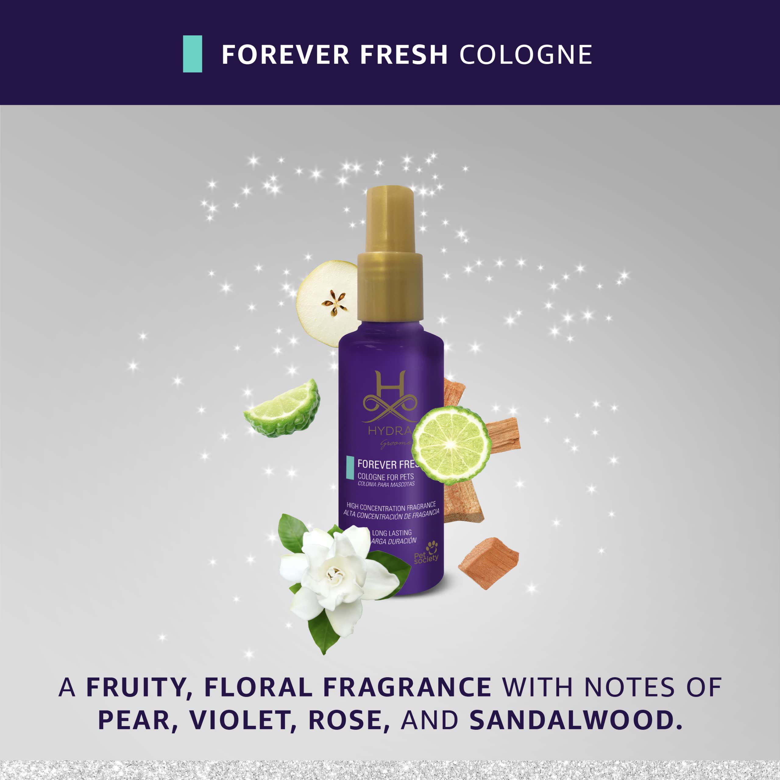 Hydra Forever Fresh Pet Cologne for Dogs & Cats - Grooming Spray & Finishing Cologne, 4.4 oz - Eliminate Odors & Keep Pets Smelling Great Between Baths - Perfect for Grooming, Travel & Daily Freshening