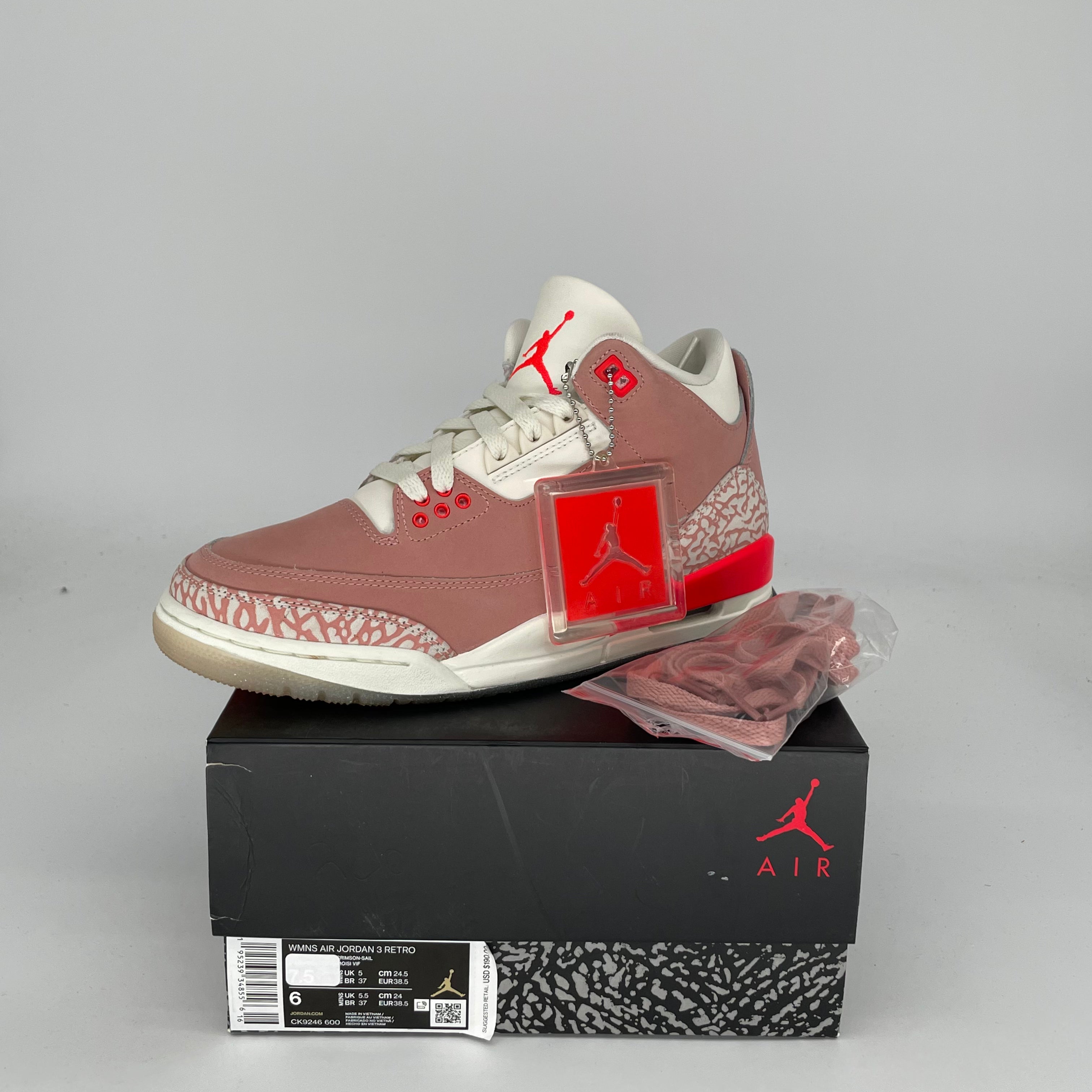 AIR JORDAN 3 Rust Pink Women's Shoes Size 6/7.5W - Retro Basketball Sneakers CK9246-600 | Perfect for Casual Wear, Street Style & Sneaker Collectors