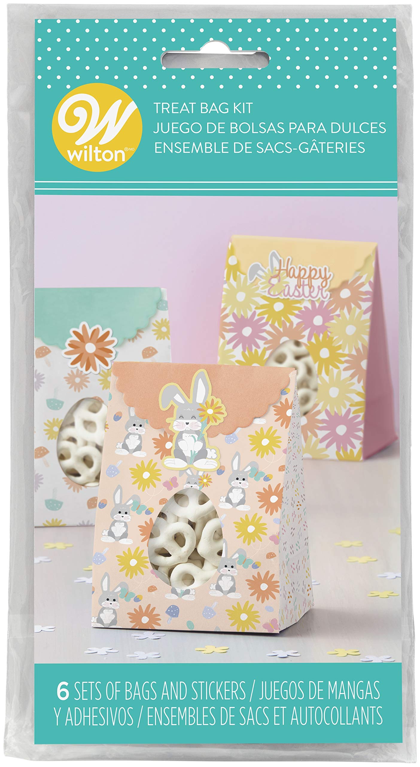Wilton Bunny Treat Bags - 6 Pack Easter Party Favors, Goodie Bags for Kids, Classroom Treats & Spring Celebration Supplies