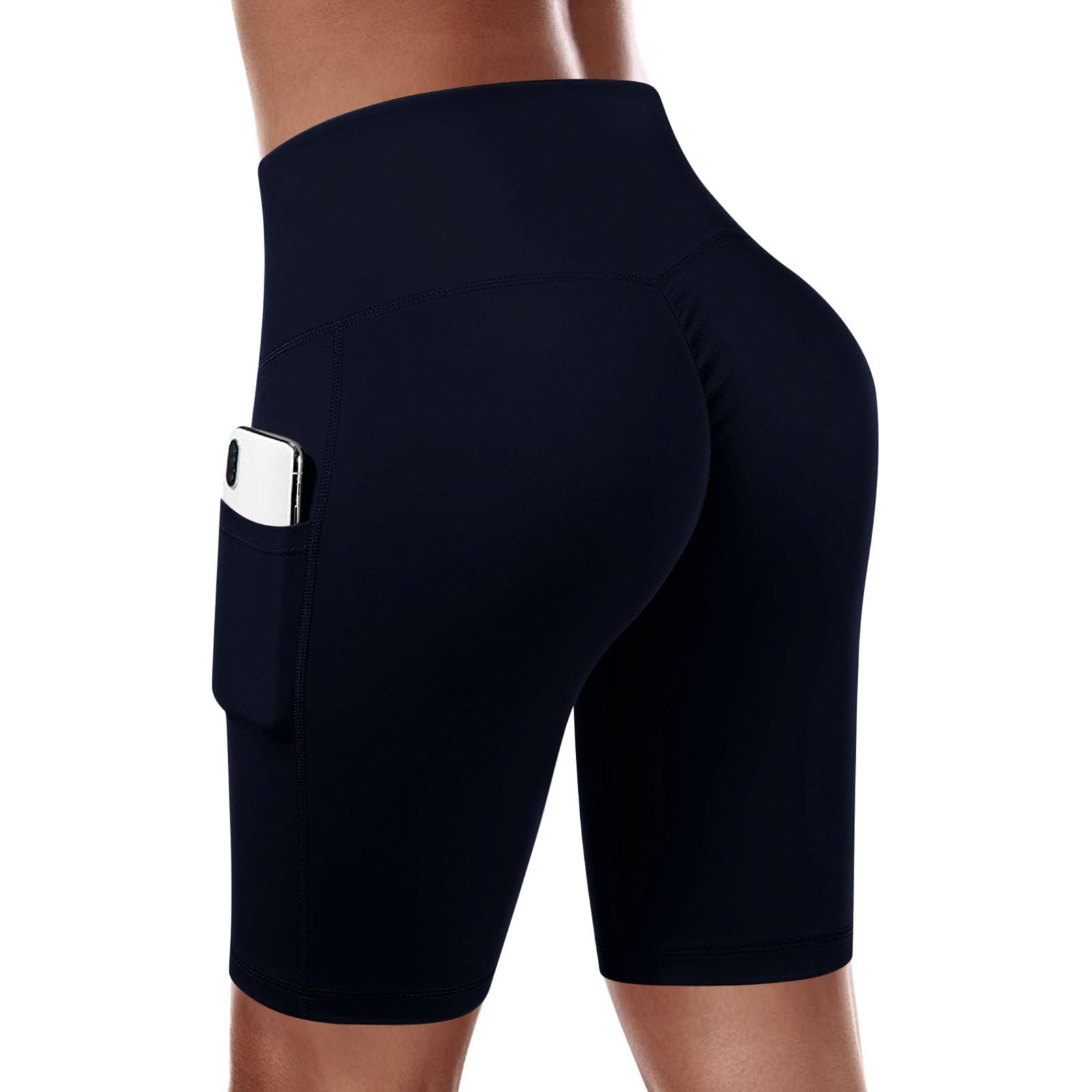Women's High Waist Tummy Control Biker Shorts with Pockets - Spandex Workout Running Athletic Shorts for Yoga, Gym & Everyday Wear