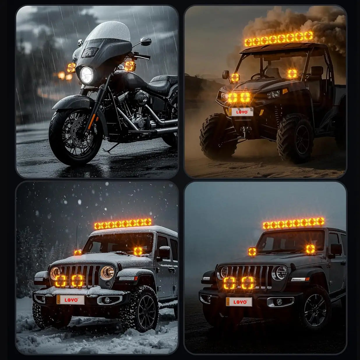 LOYO 90W 4 Inch LED Pods - APEX Series Off Road Driving Light with High/Low Beam & Amber DRL | Waterproof LED Light Bar for Trucks, Jeeps, ATVs, UTVs | Perfect for Night Off-Roading, Camping & Emergency Lighting
