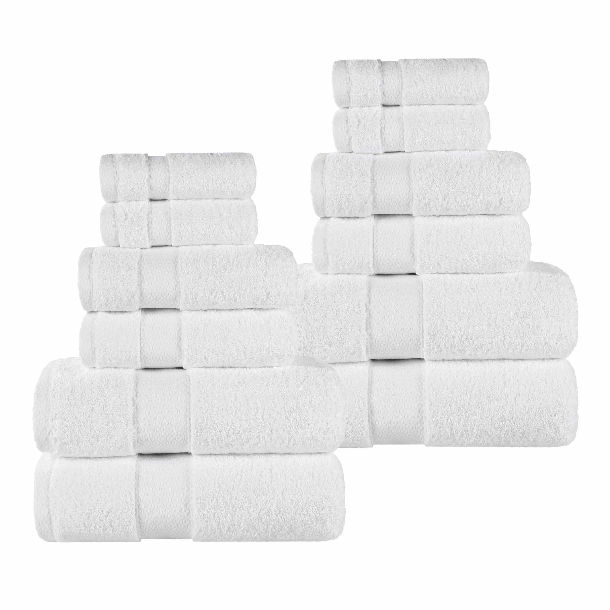Premium 12-Piece Giza Cotton Dobby Towel Set - Ultra Absorbent & Luxurious Egyptian Cotton Bath Towels for Spa, Hotel & Home Use
