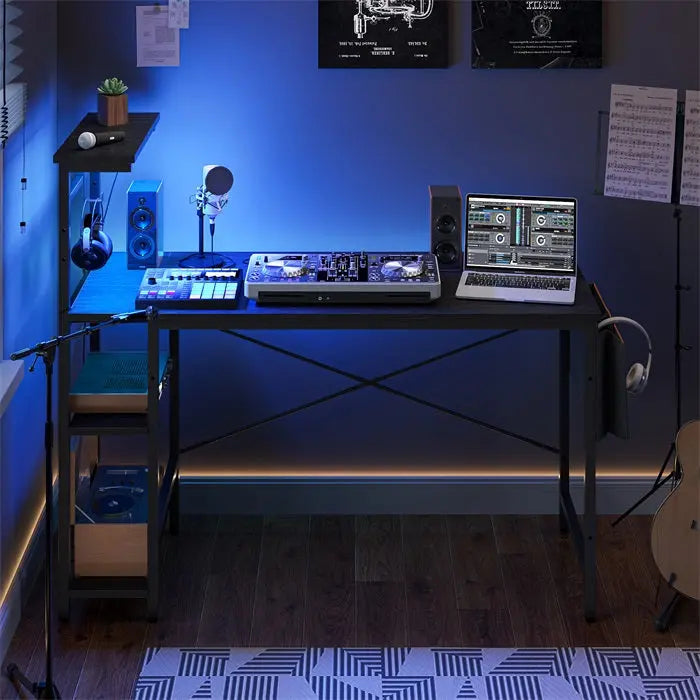 Bestier 51 Inch LED Gaming Desk with 4 Tier Shelves & Storage Bag - Perfect for PC Gaming Setup, Home Office & Streaming Station