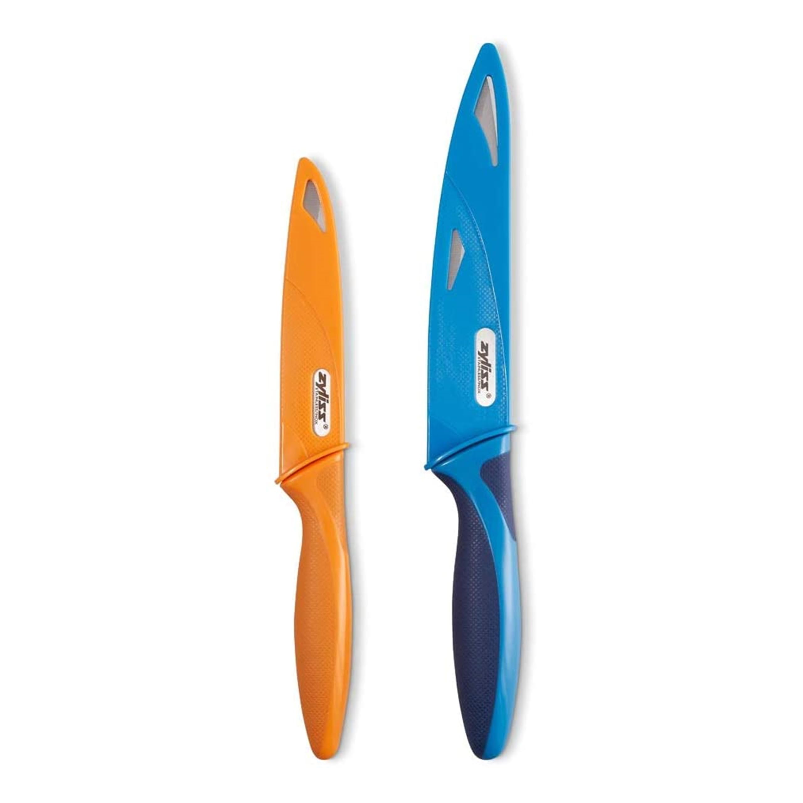 Zyliss Stainless Steel Utility Kitchen Knives Set - 2-Piece Serrated Knives with Sheath Covers for Meat, Vegetables & Fruit - Dishwasher Safe & Durable - Perfect for Home Cooking, Camping & Outdoor Activities