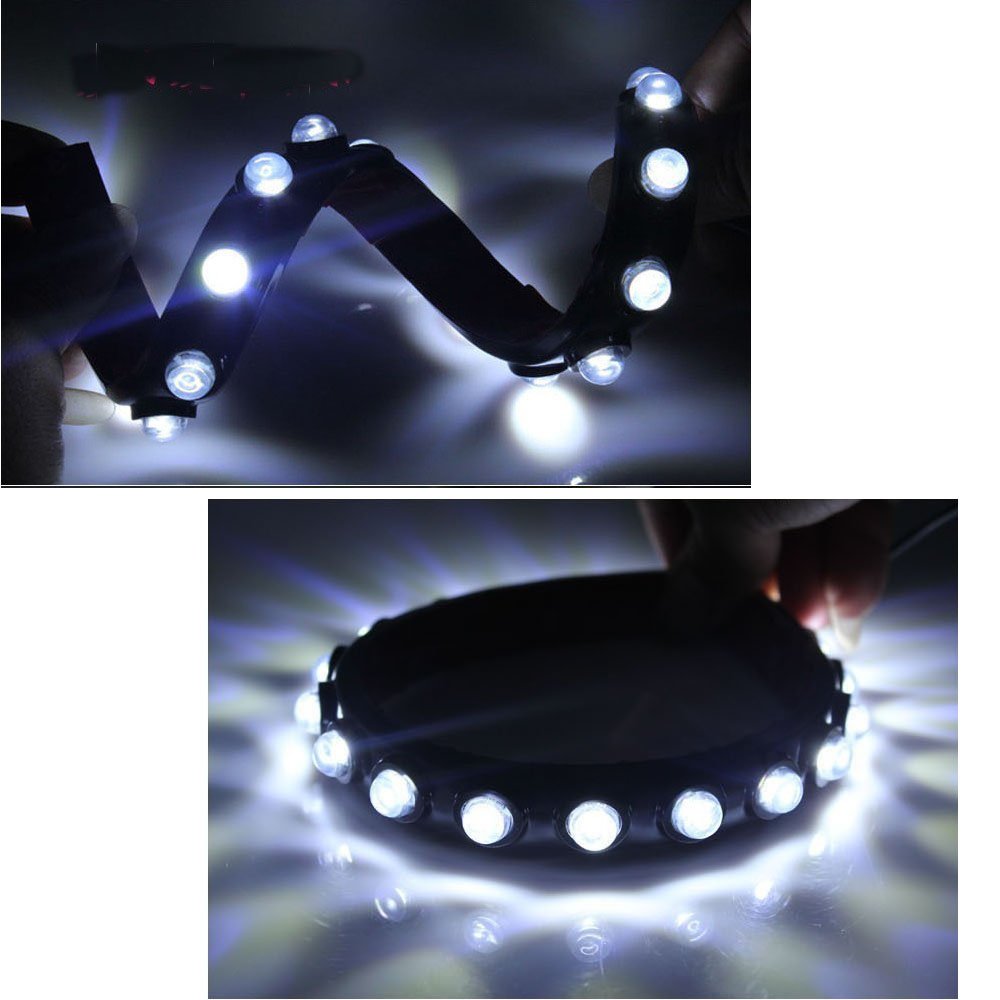 2PCS 8-LED Eagle Eye Waterproof Flexible Car Daytime Running Lights - 12V High Power DRL Fog Lamps for Cars, Trucks, SUVs - Easy Installation & Durable for All Weather Driving