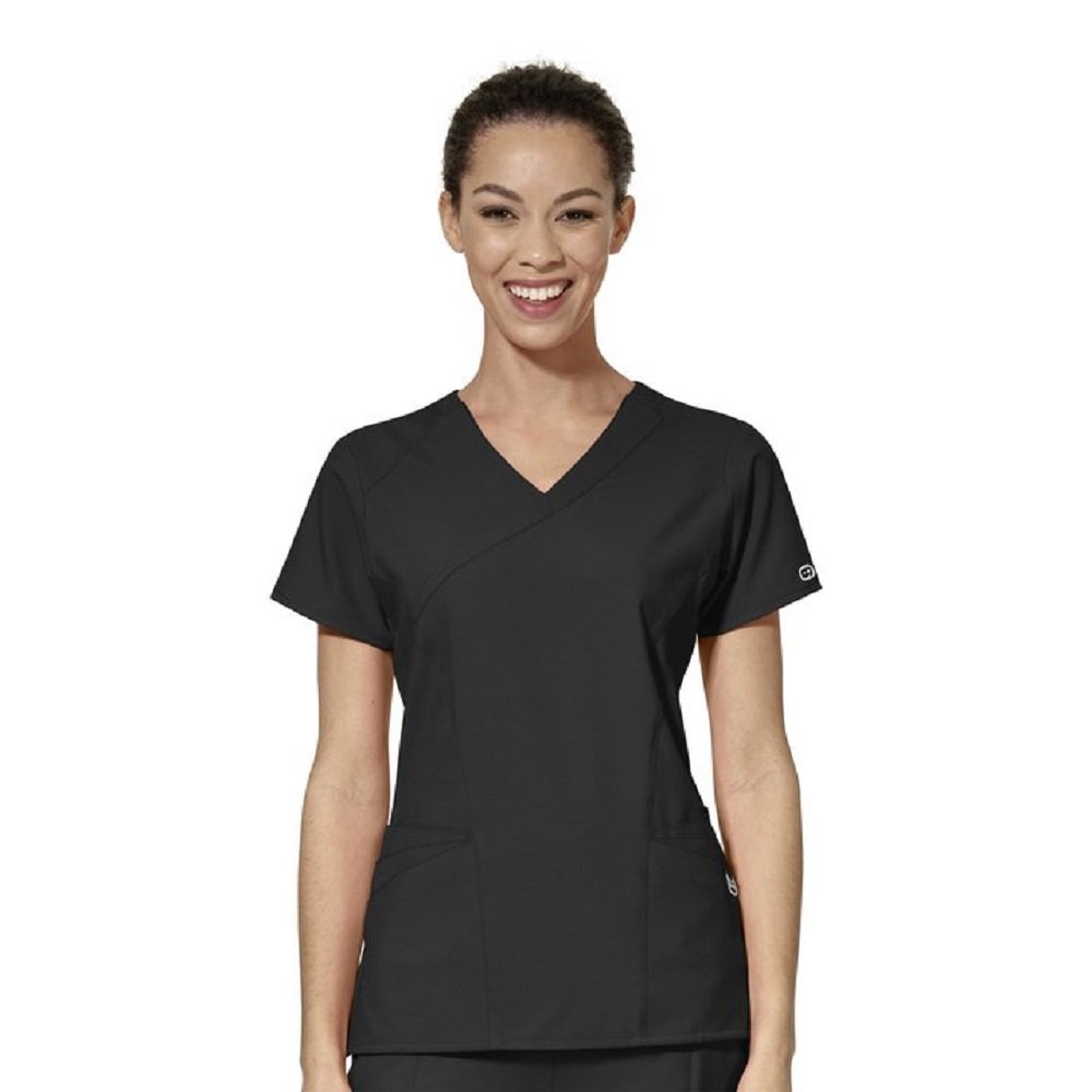 WonderWink Women's Mock Wrap Top - Comfortable & Stylish Nursing Scrub Top for Healthcare Professionals - Perfect for Hospitals, Clinics & Medical Workplaces