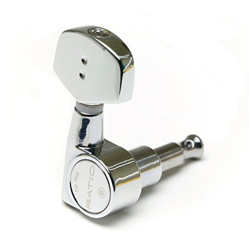 PRN-2311-C0 Ratio Tuned 3+3 Electric Guitar Machine Heads - Chrome Button Tuners with 2-Pin Design for Precision Tuning | Perfect for Electric Guitars, Bass & Replacement Parts