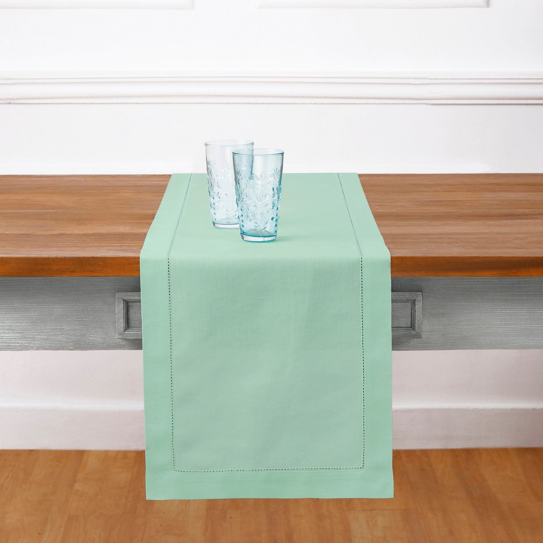 Premium Cotton Linen Hemstitch Table Runner - Elegant Dining Table Decor for Weddings, Parties & Home Decor - 12x72 Inches (White)