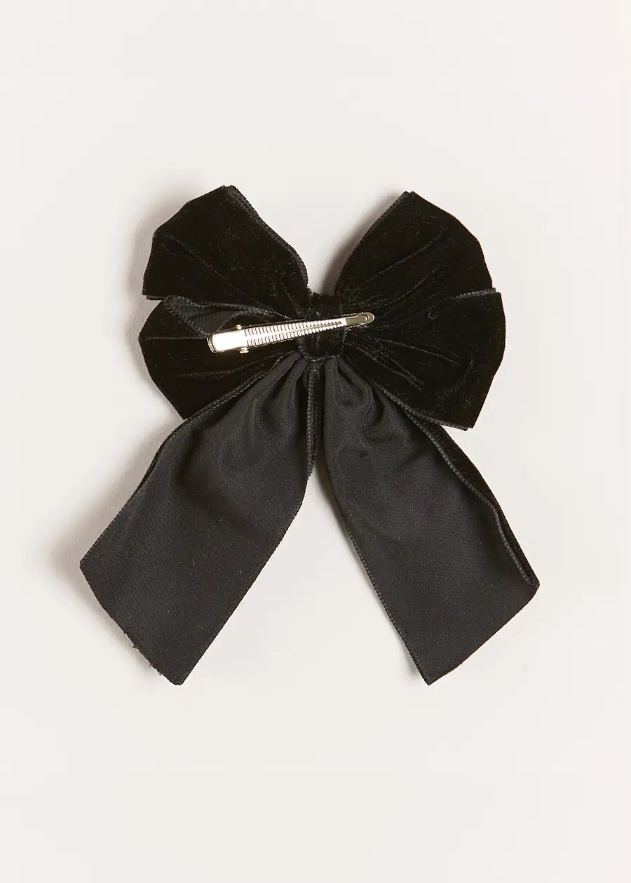 Black Velvet Long Bow Hair Clip - Elegant Hair Accessory for Women & Girls | Perfect for Weddings, Parties & Everyday Styling