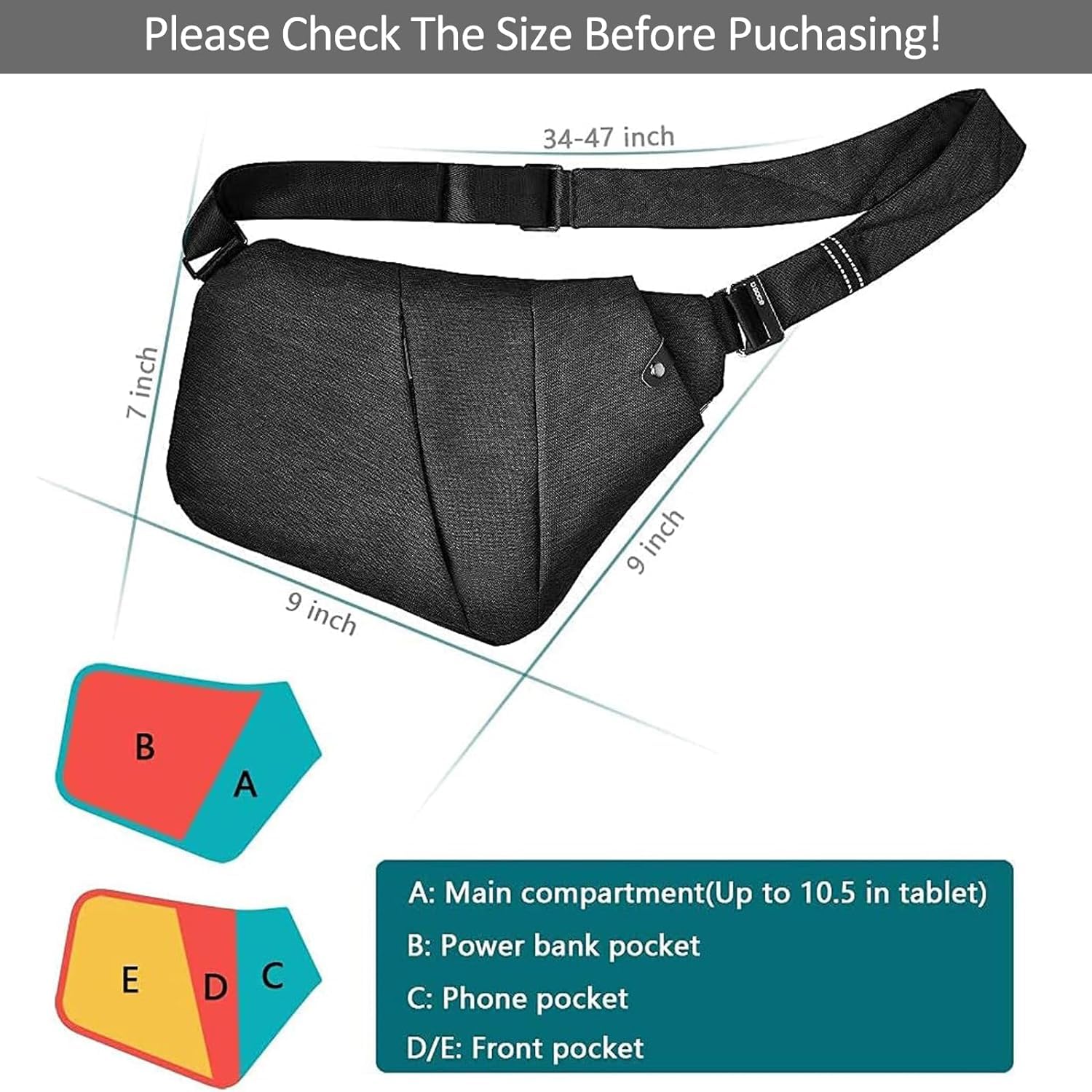 Men's Anti-Theft Sling Bag - Lightweight Crossbody Shoulder Bag for Travel, Gym & Daily Use | Durable & Stylish Casual Messenger Bag