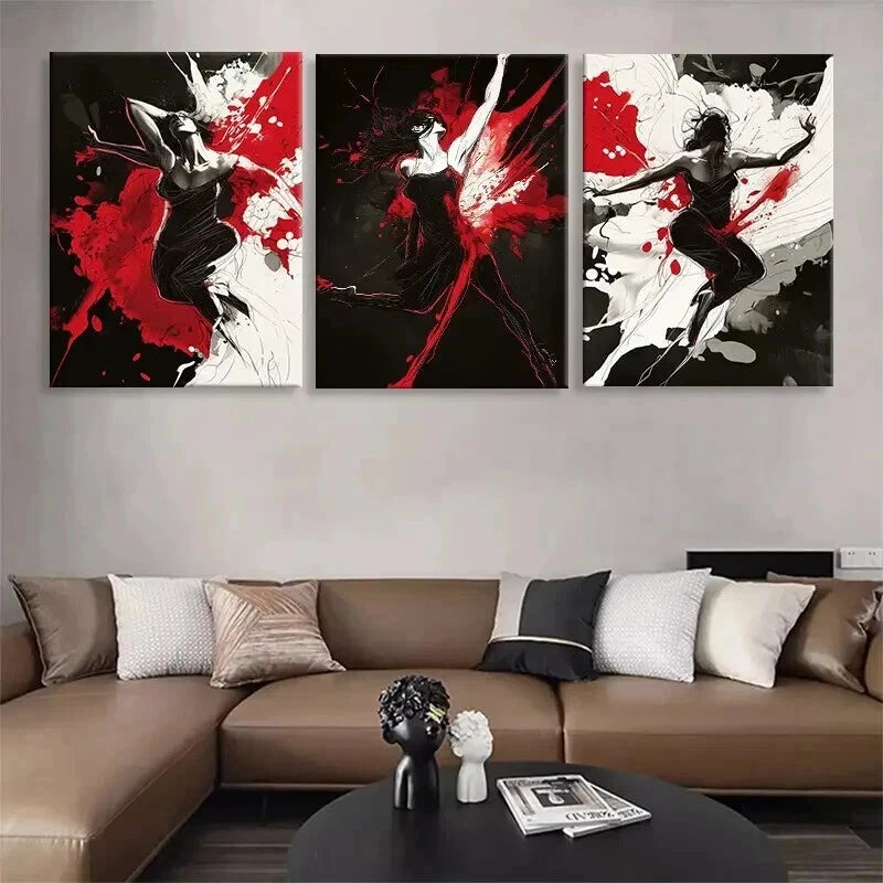3-Piece Abstract Ballet Dancer Wall Art Set - Framed Canvas Prints 50x70cm | High Quality Australian Made | Perfect for Living Room, Bedroom & Office Decor | Ready to Hang
