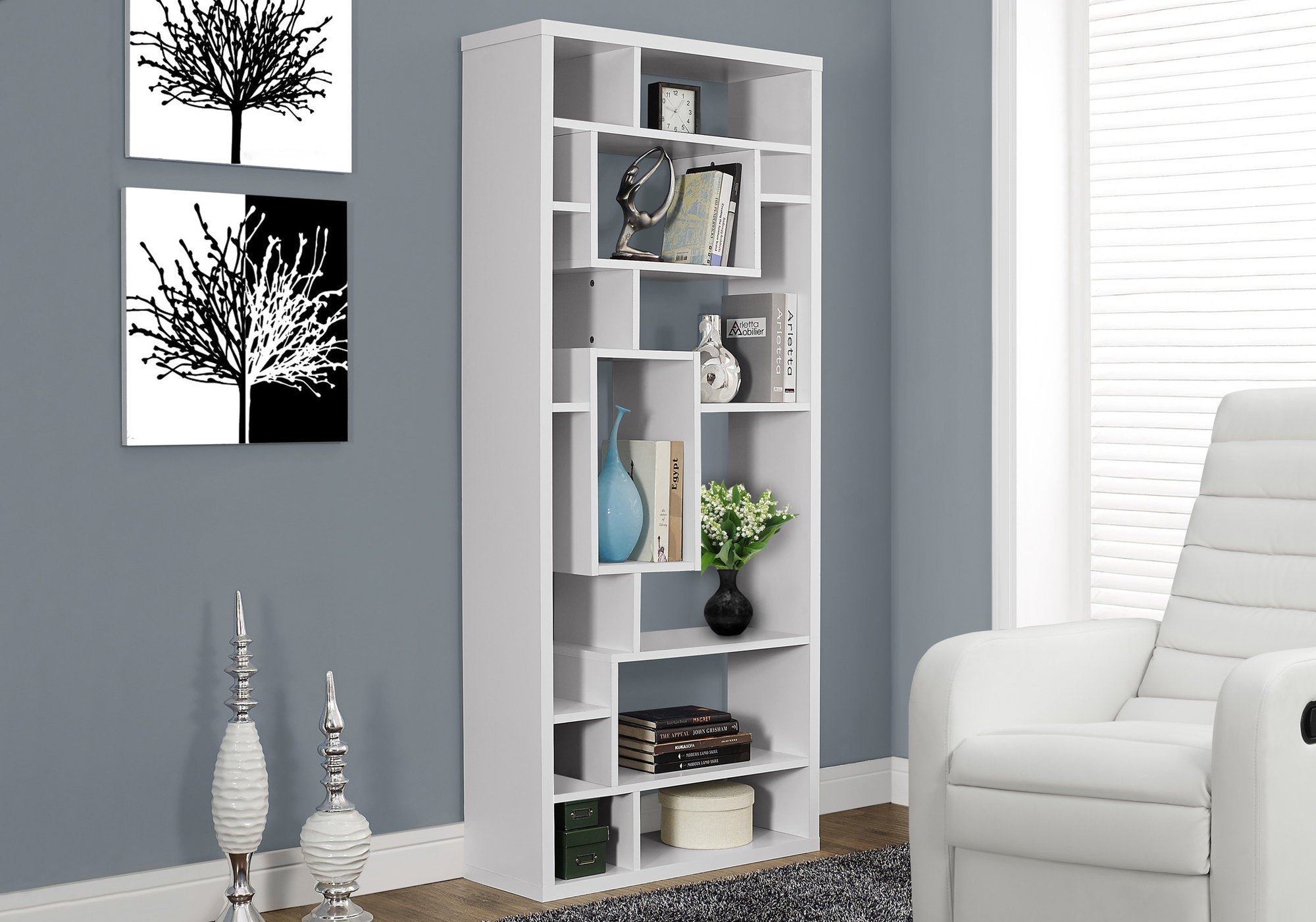 72H White Bookcase - Modern Bookshelf for Living Room, Bedroom & Office - Sturdy Storage for Books, Decor & Essentials