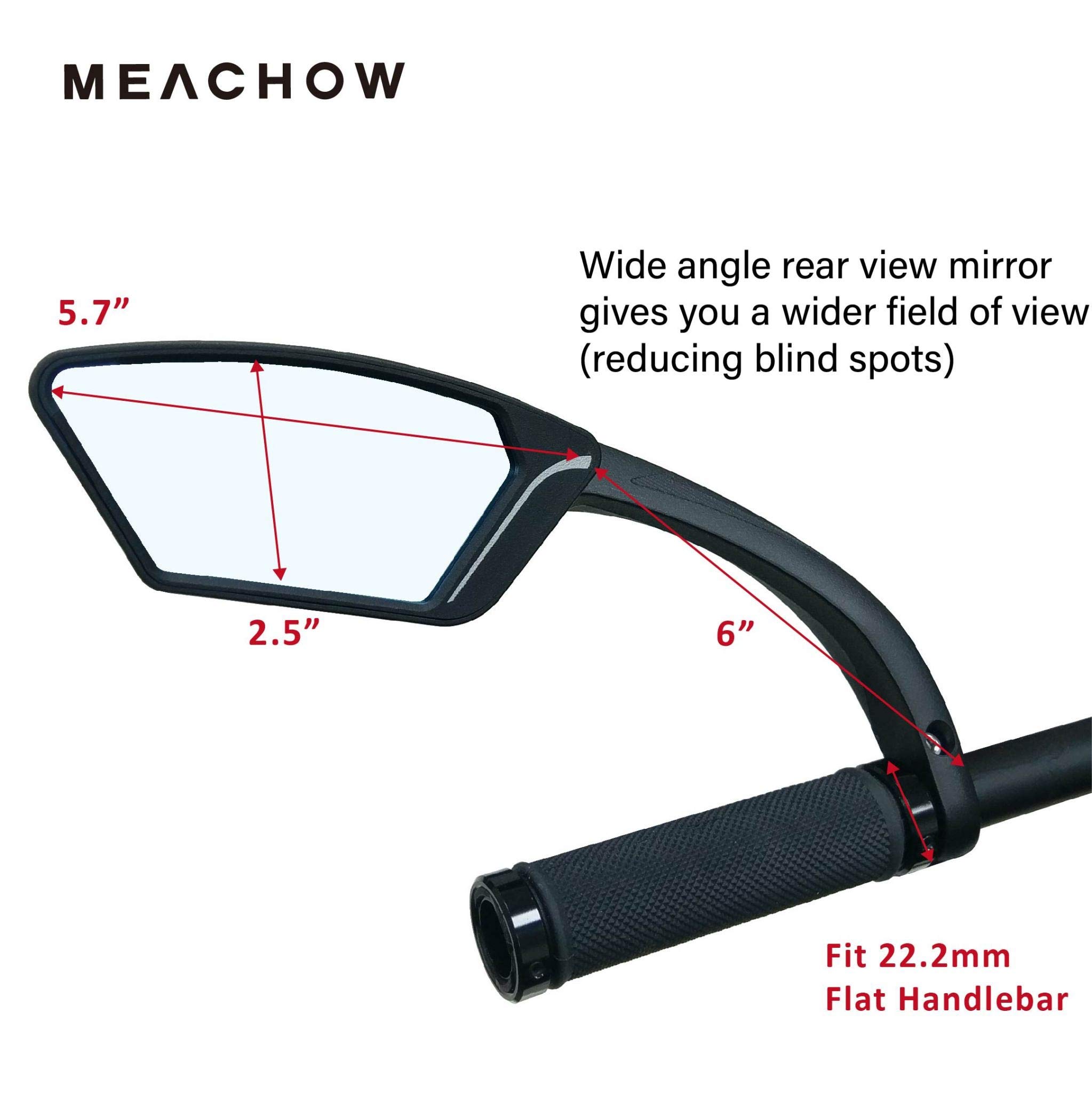 MEACHOW Scratch-Resistant Glass Lens Bike Mirror - Rotatable Handlebar Rearview Mirror for Safe Cycling, ME-002 | Perfect for Road Bikes, Mountain Bikes & Commuting