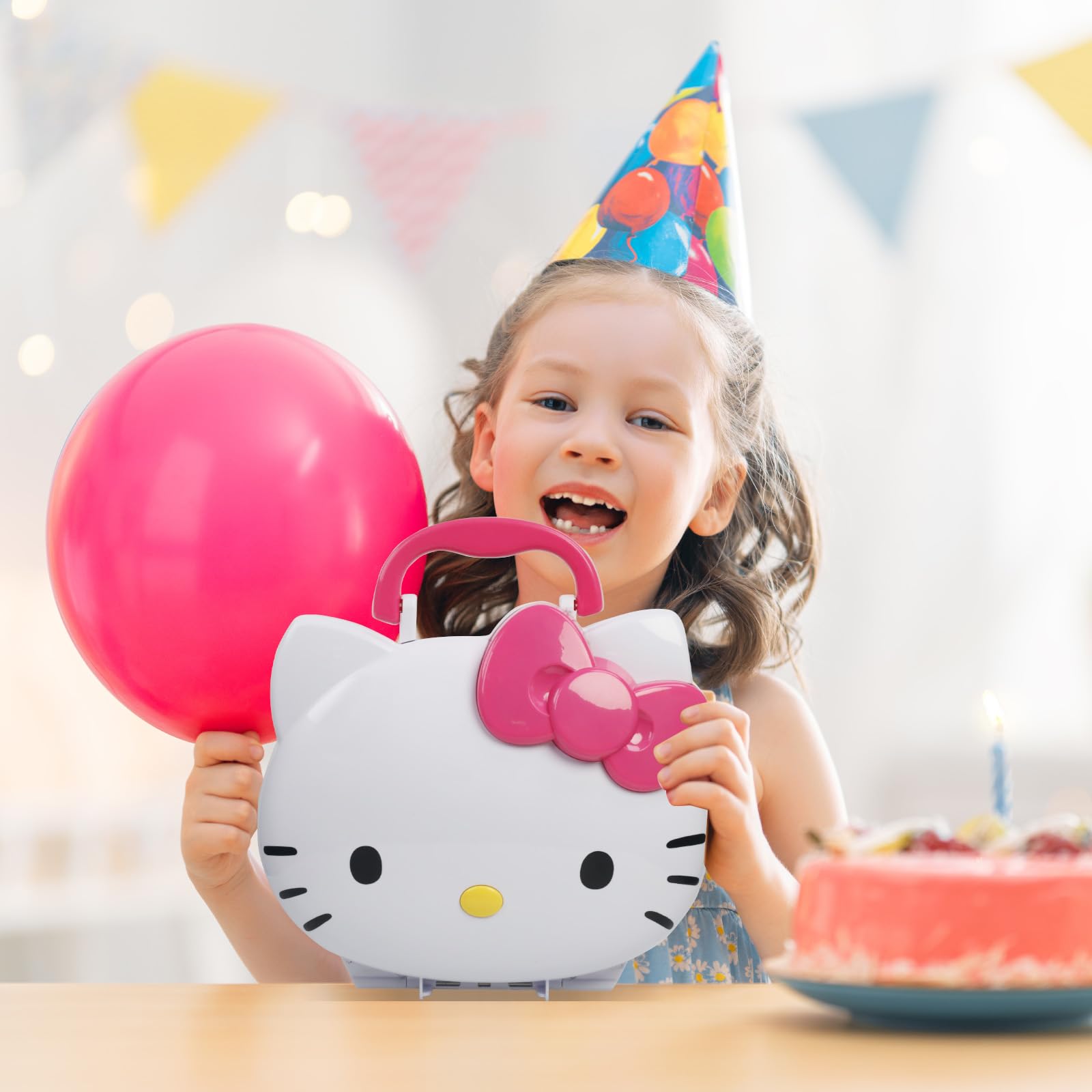 Hello Kitty Light-Up Makeup Vanity Set for Girls - Includes Nail, Eye & Lip Accessories - Perfect Birthday & Holiday Gift for Kids Ages 3+ (AA Batteries Not Included) by Townley Girl - Great for Pretend Play, Dress-Up & Birthday Parties