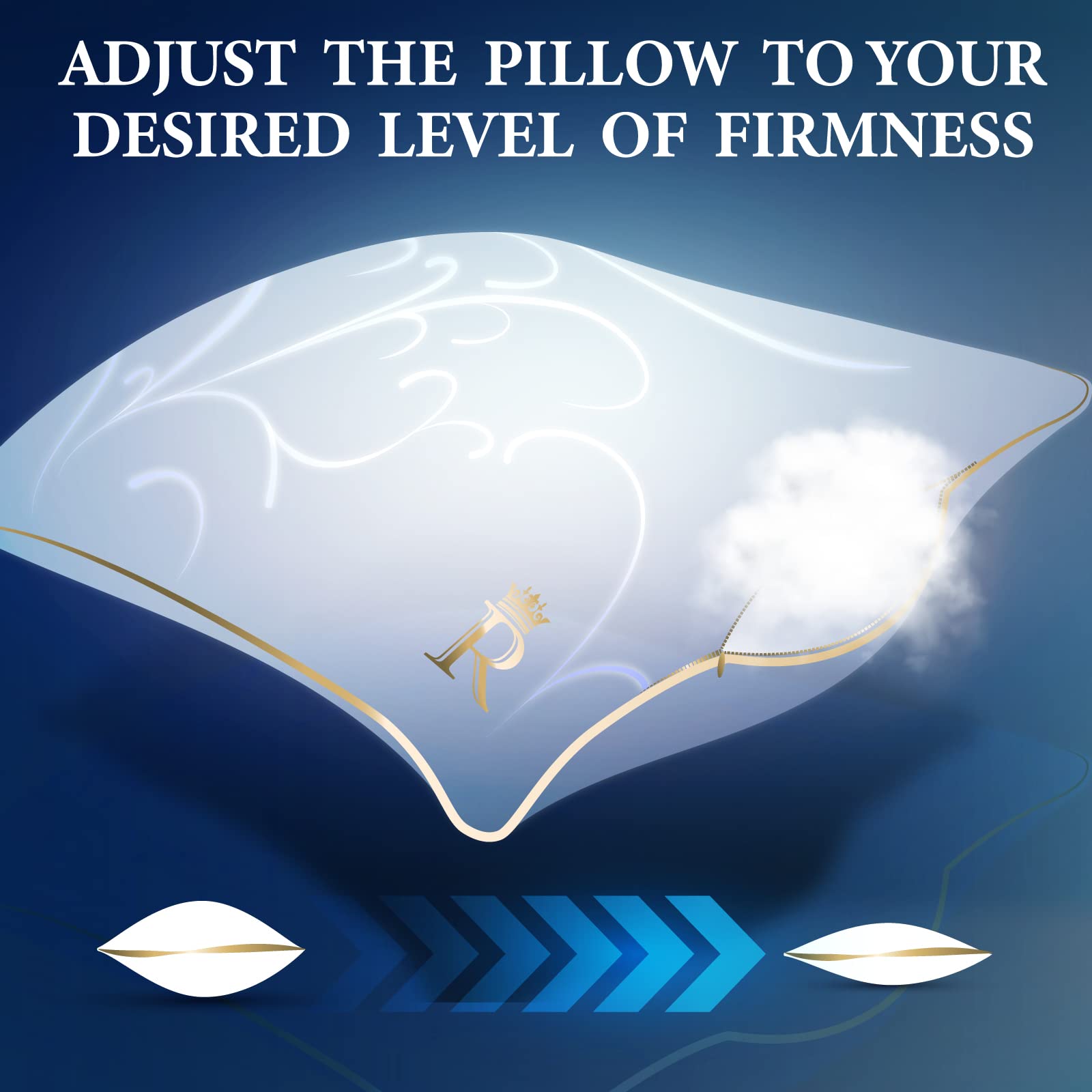 Royal Therapy Standard Size Pillows Set of 2 (20x26 in) - Hypoallergenic Adjustable Goose Down Alternative Pillows for Back, Side & Stomach Sleepers | Perfect for Home, Hotel & Travel Use