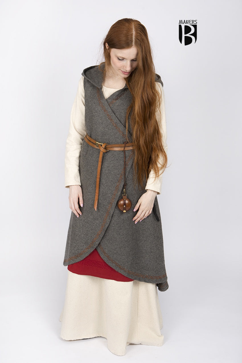 Myrana Dark Grey Wool Wrap Dress for Women - Elegant & Comfortable Winter Outfit for Office, Party & Date Night