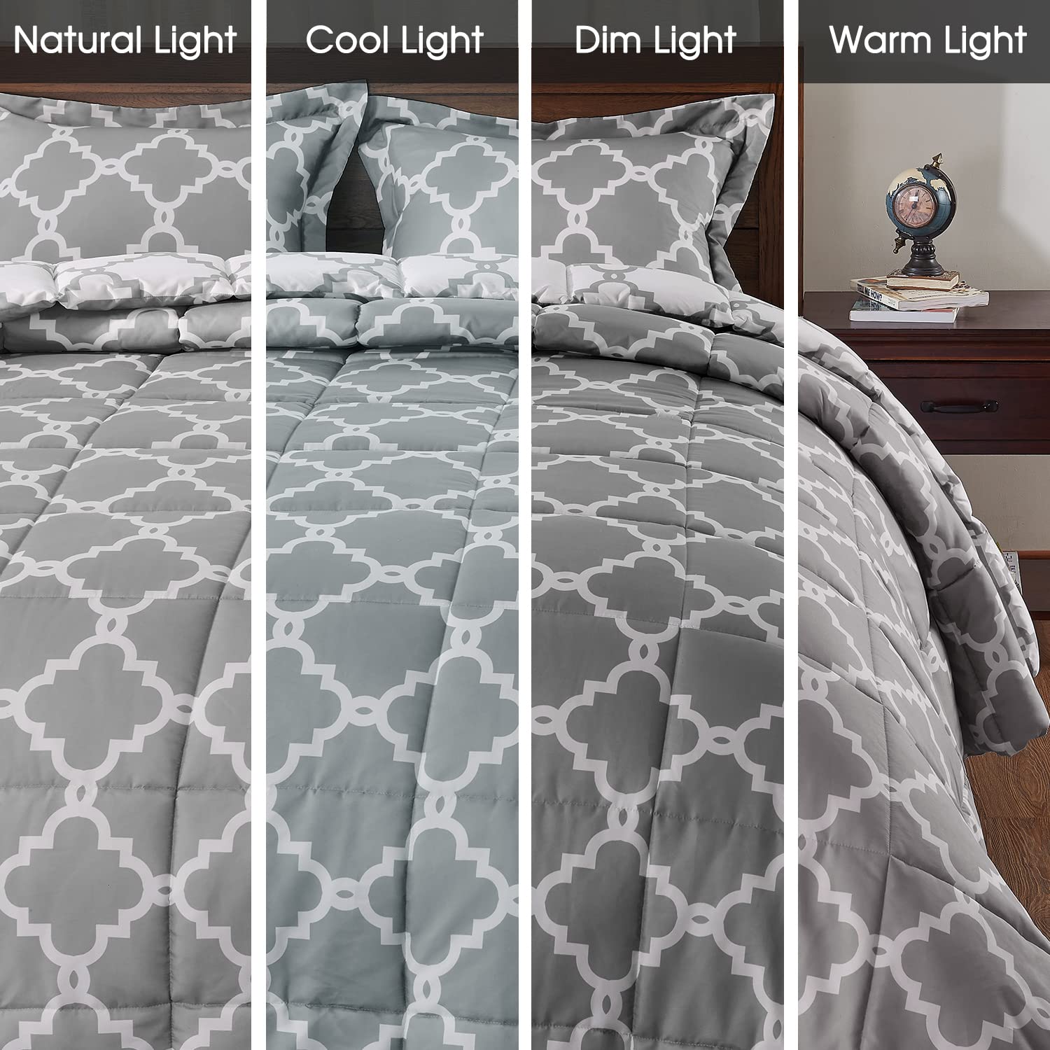 Basic Beyond Twin Comforter Set - Reversible All-Season Grey Comforter with Pillow Sham (66
