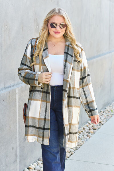 Stylish Plaid Button-Up Lapel Collar Coat for Men & Women | Trendy Fall Winter Jacket | Perfect for Office, Dating & Outdoor Activities