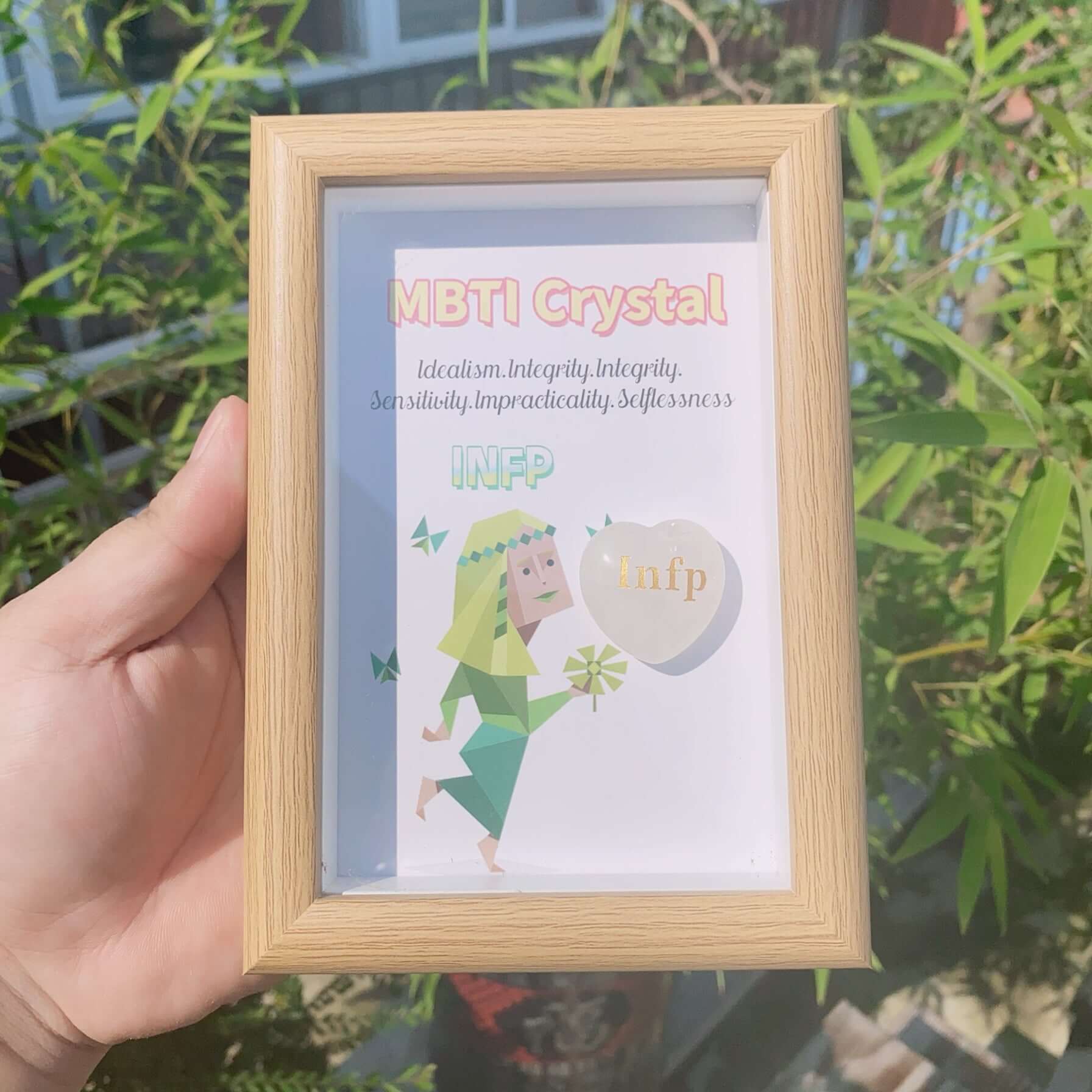 MBTI Personality Crystal Frame - Spiritual Healing Gift for Self-Care & Meditation | Perfect for Office Desk Decor, Yoga Room, and Mindfulness Practice (KV001)