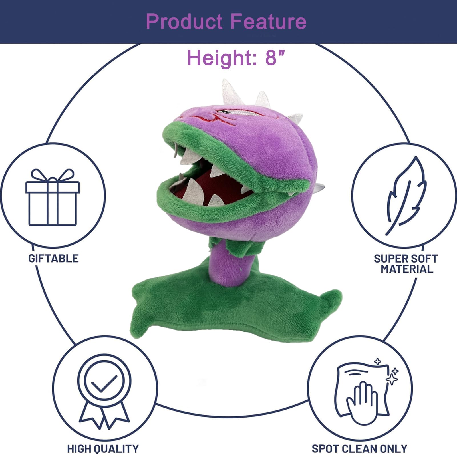 Plants vs Zombies Chomper Plush Toy - Soft Stuffed Doll, PVZ Collectible Figure for Kids & Fans | Perfect for Bedroom Decor, Gaming Room, and Gift Giving