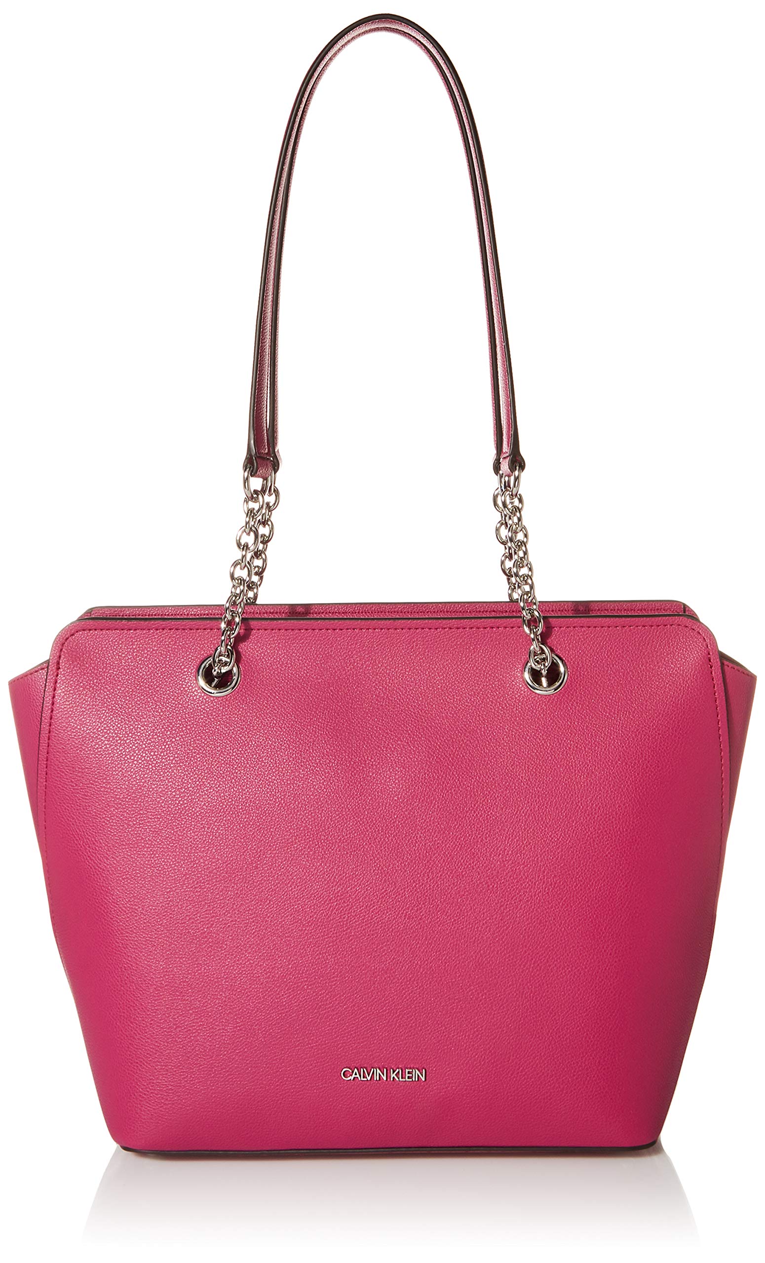 Calvin Klein Hailey Micro Pebble Leather Top Zip Chain Tote Bag for Women - Stylish Crossbody Purse for Work, Travel & Everyday Use