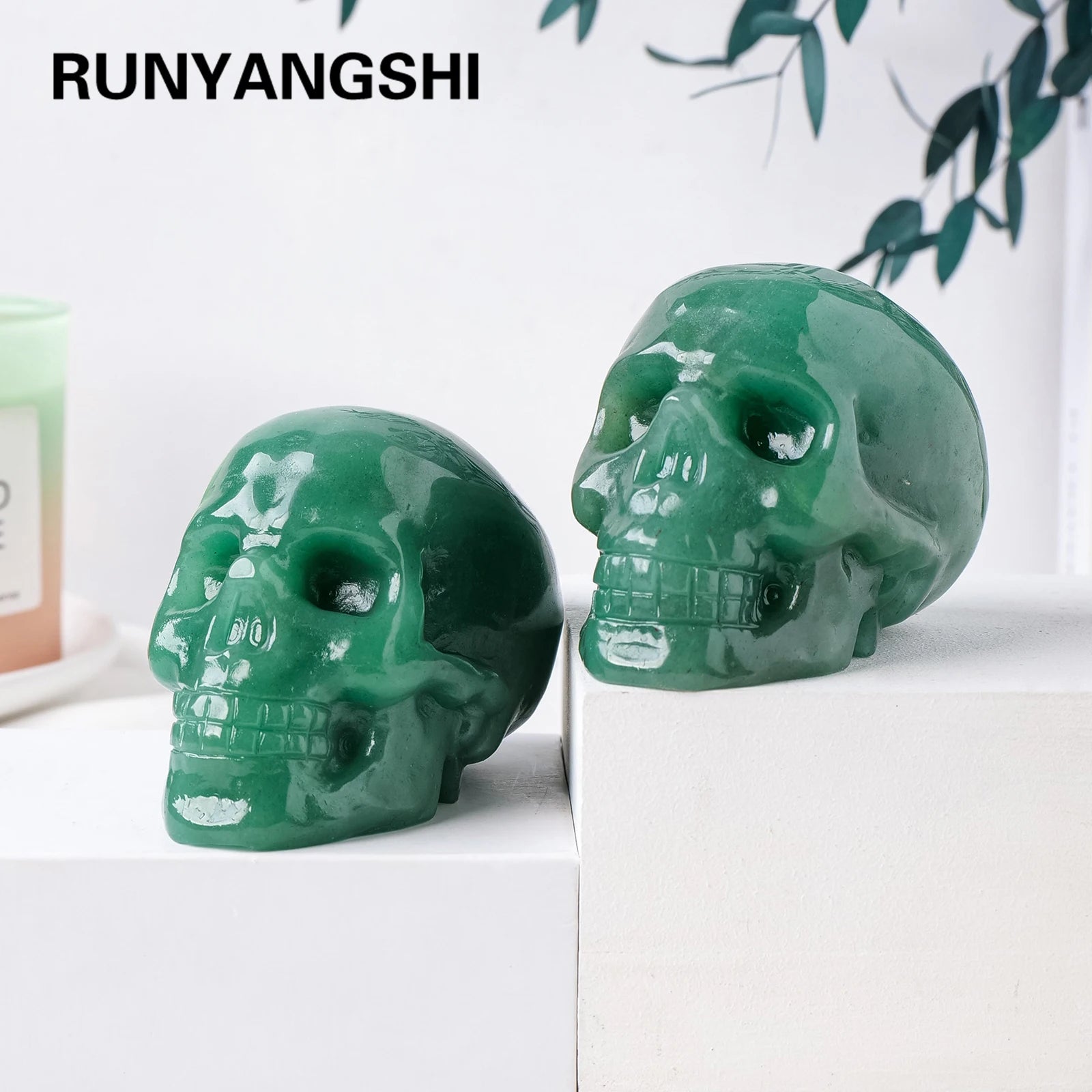 1PC Hand Carved Natural Aventurine Quartz Crystal Skull - Unique Home Decor, Spiritual Gift & Meditation Aid for Yoga, Feng Shui & Healing Crystals Collection