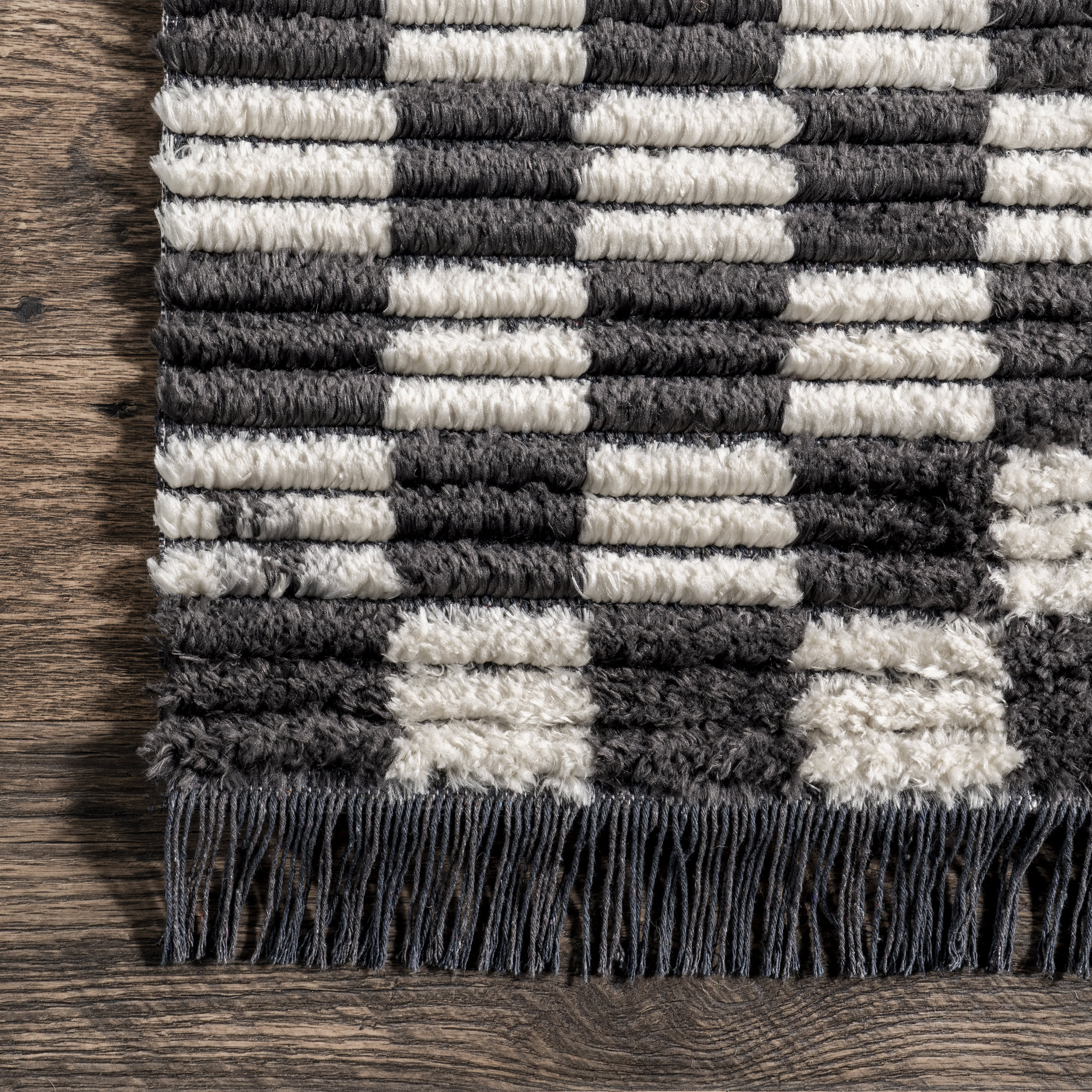 Armedia Modern Checkered Rug - Dark Grey Non-Slip Area Rug for Living Room, Bedroom & Office | Soft & Durable Home Decor
