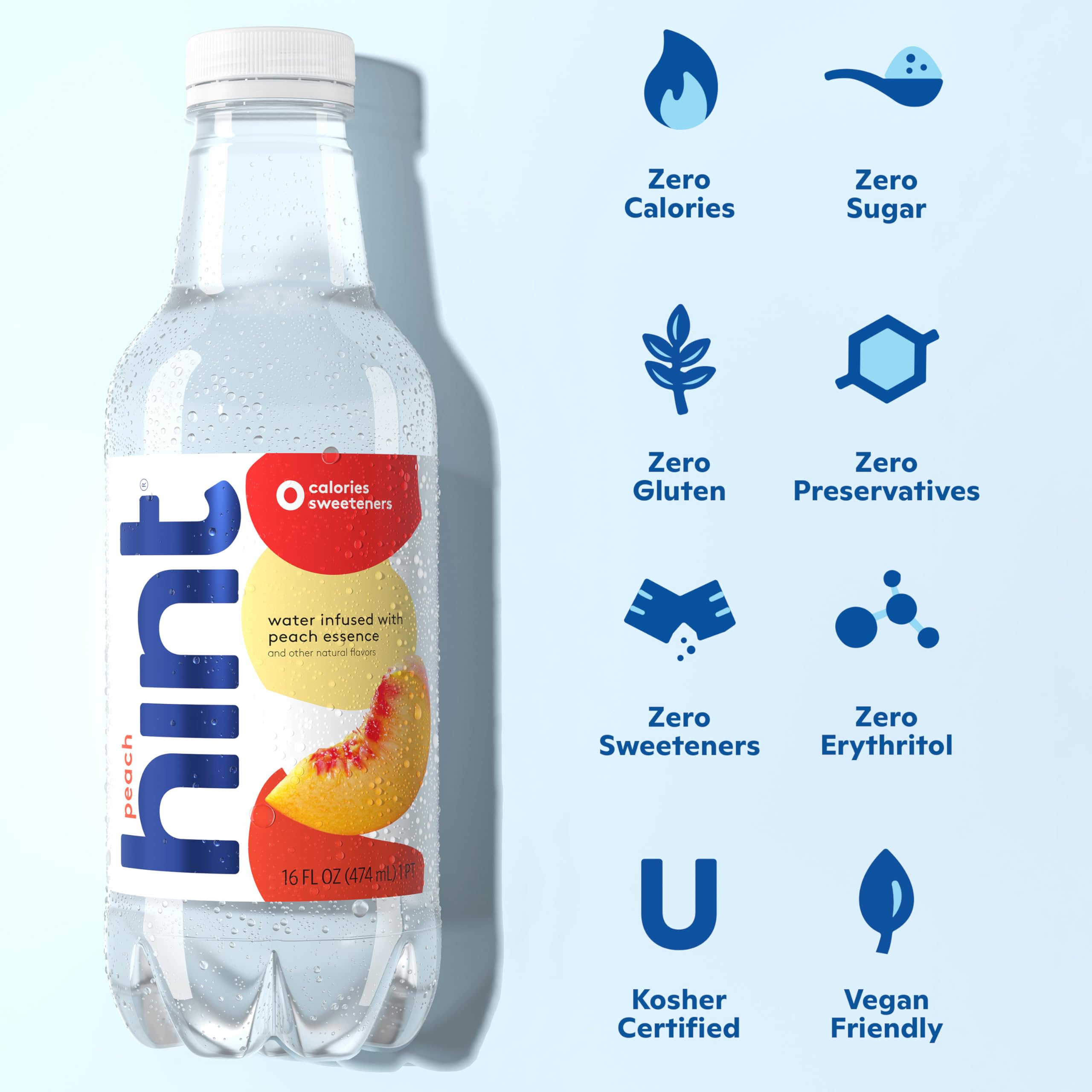 Hint Water Peach - Naturally Infused Peach Flavored Water, Zero Sugar, Zero Calories, No Artificial Sweeteners or Preservatives, 16 Fl Oz (Pack of 12) | Refreshing Hydration for Workouts, Office & Healthy Lifestyle