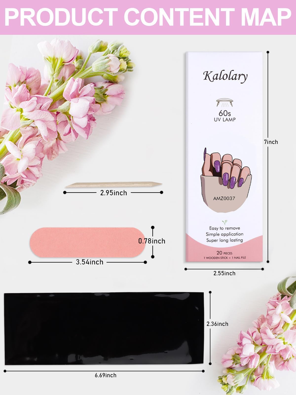 Kalolary Purple Glitter Gel Nail Polish Strips - DIY Summer Nail Art Kit with Waterproof Full Nail Wraps, Cuticle Stick & Nail File - Perfect for Manicures, Parties, Weddings & Special Occasions