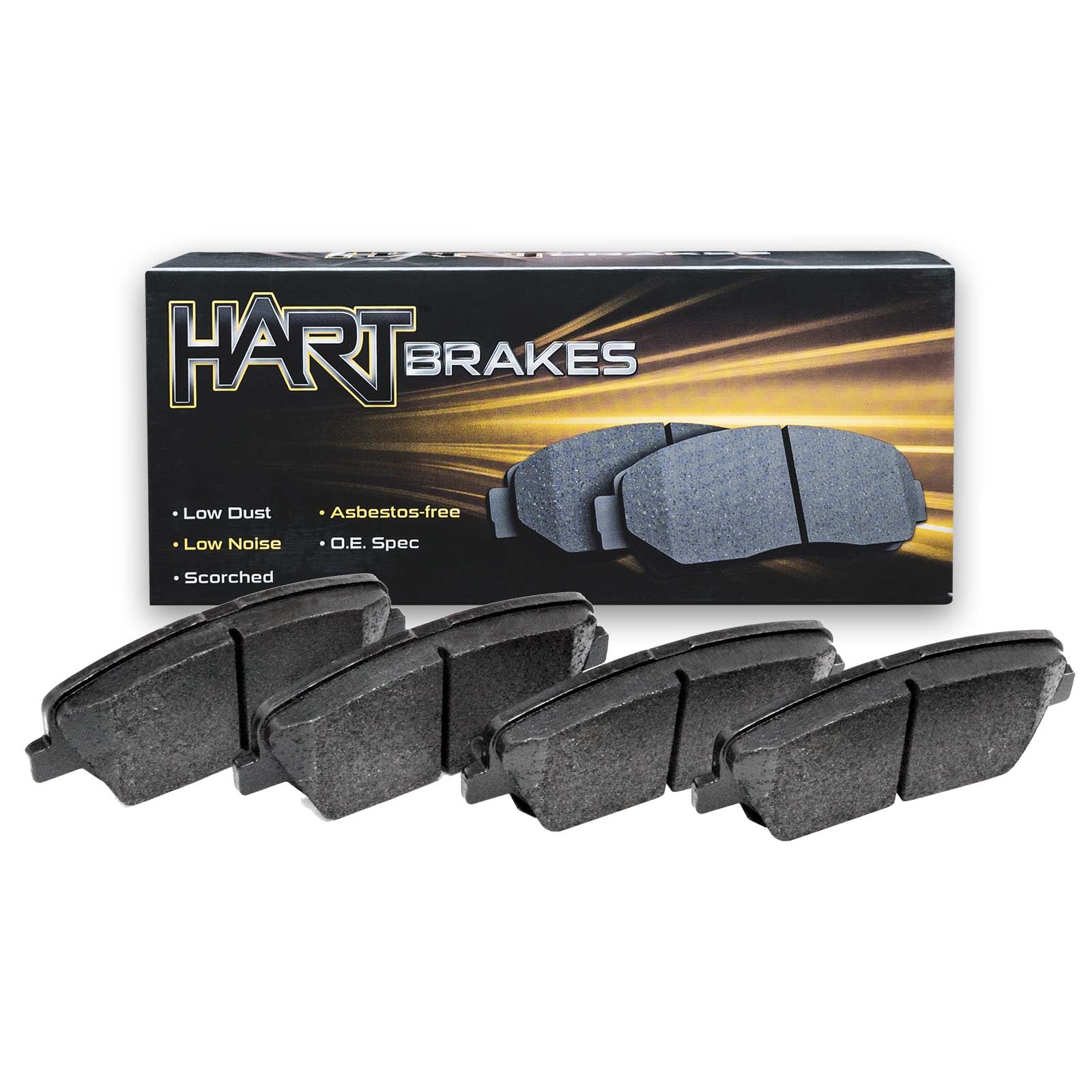 Hart Ceramic Front Brake Pads with Rubber Steel Shims - High Performance Braking for Cars, Trucks & SUVs - Ideal for Daily Commuting & Heavy-Duty Driving