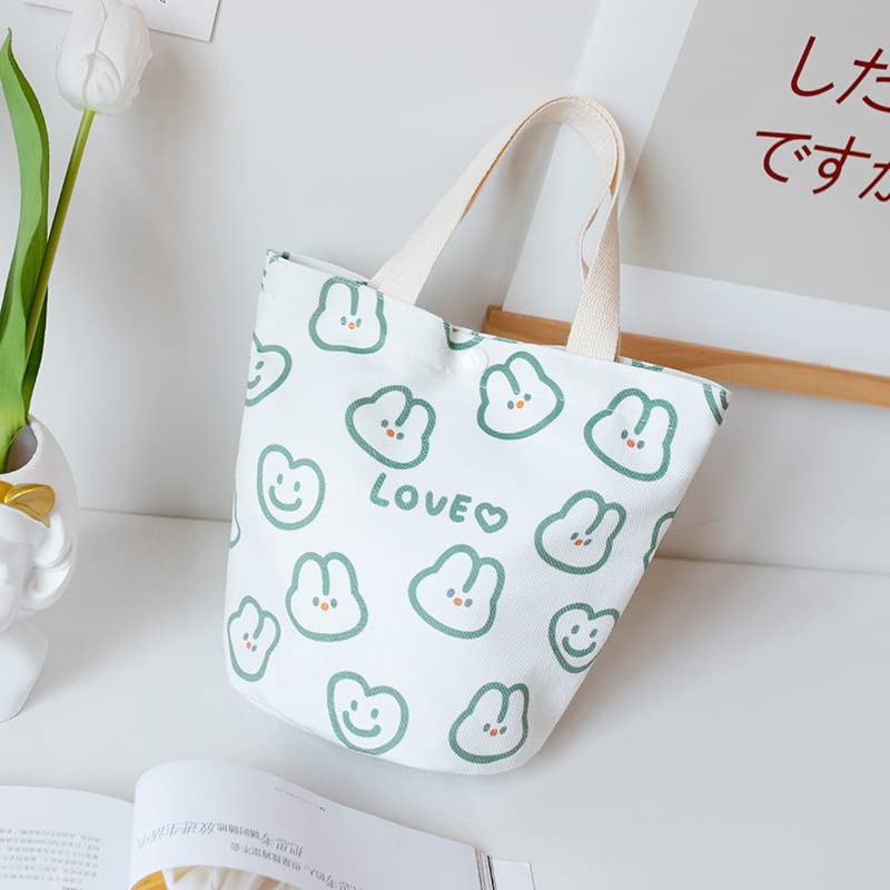 Stylish Kawaii Bunny Mini Canvas Tote Bag for Women - Y2K Aesthetic Shoulder Bag, Cute Grocery Shopping Bag - Perfect for School, Work, Beach & Y2K Fairy Grunge Fashion