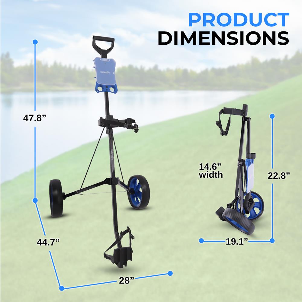 Premium 2 Wheel Golf Push Cart - Lightweight & Foldable Golf Caddy for Men & Women - Perfect for Golf Courses, Driving Range & Outdoor Practice