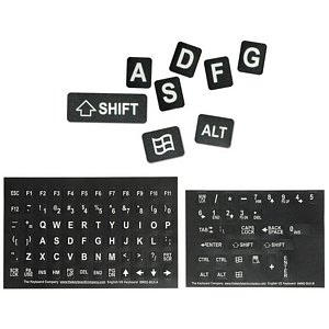 Large Print Keyboard Stickers for Seniors & Visually Impaired - Black & White Labels for Easy Typing - Perfect for Computers, Laptops, and Office Use