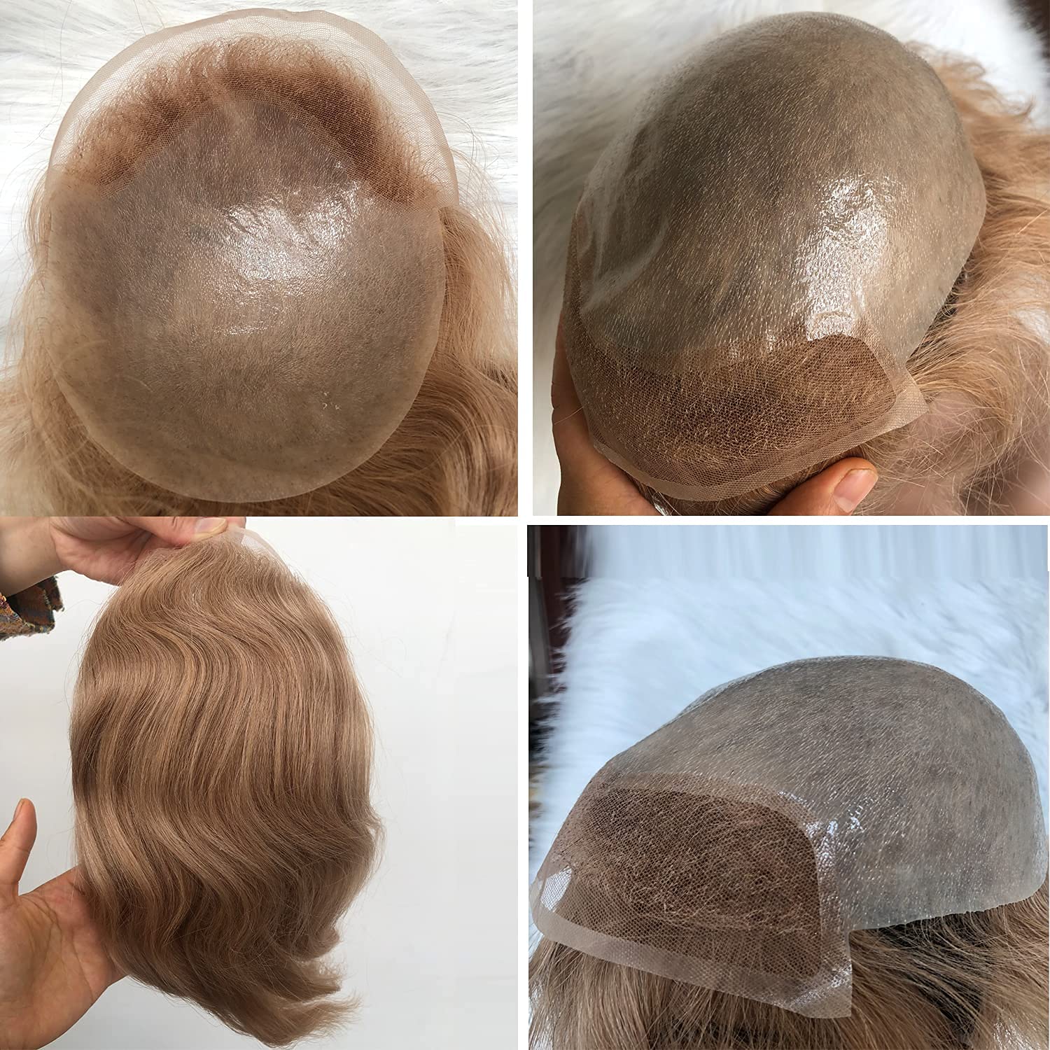 Dreambeauty 10x8 Inch Men's Toupee - 100% European Human Hair Lace Front Wig with 0.08mm Thin Skin Base & V-looped Hair (#21 Ash Blonde) | Natural Hairline Hair Replacement System for Thinning Hair & Baldness | Perfect for Daily Wear, Special Occasions & Professional Settings