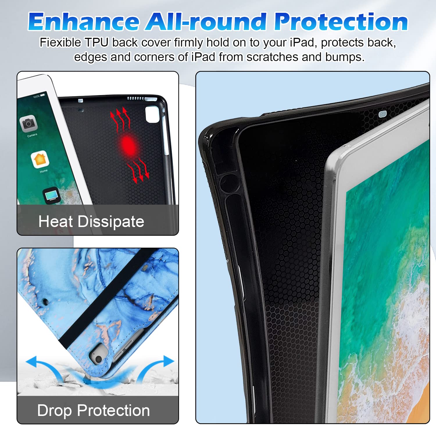 Premium Leather Folio Case for iPad 6th/5th Gen (2018/2017), iPad Air 2 (2014), iPad Air (2013) & iPad Pro 9.7