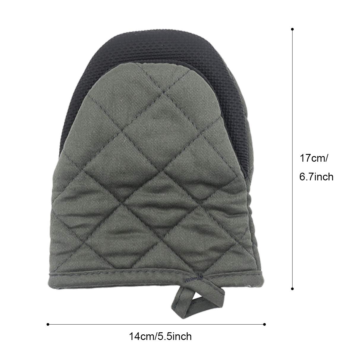 Heat Resistant Neoprene Mini Oven Mitts (2-Pack) - 500°F Protection with Non-Slip Grip & Hanging Loop - Perfect for Baking, Cooking, Grilling & Handling Hot Pots/Pans (Greyish-Green)