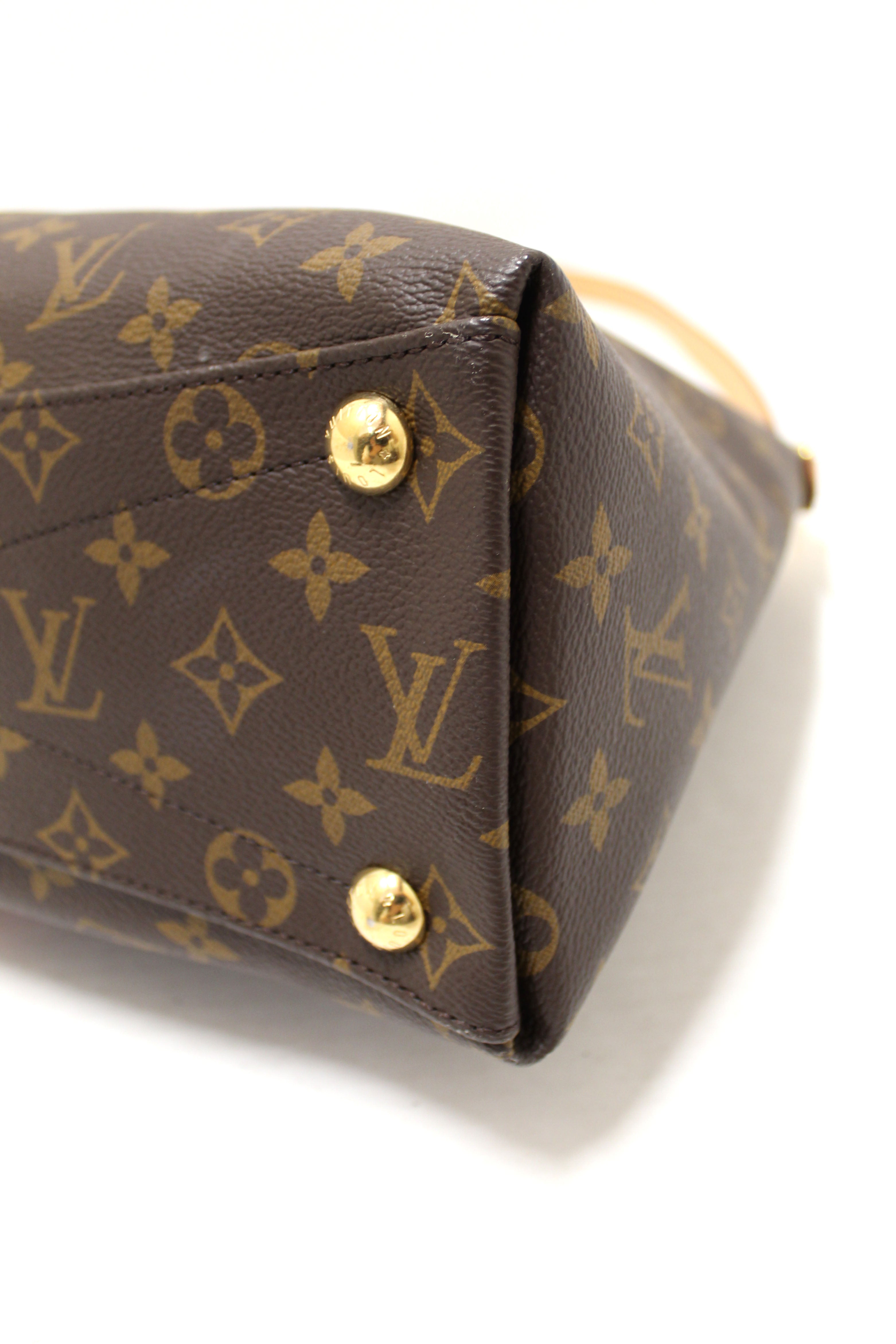 Authentic Louis Vuitton Monogram Canvas Tote Bag with Red Leather Trim - Luxury Designer Handbag for Women, Perfect for Work, Travel & Everyday Use