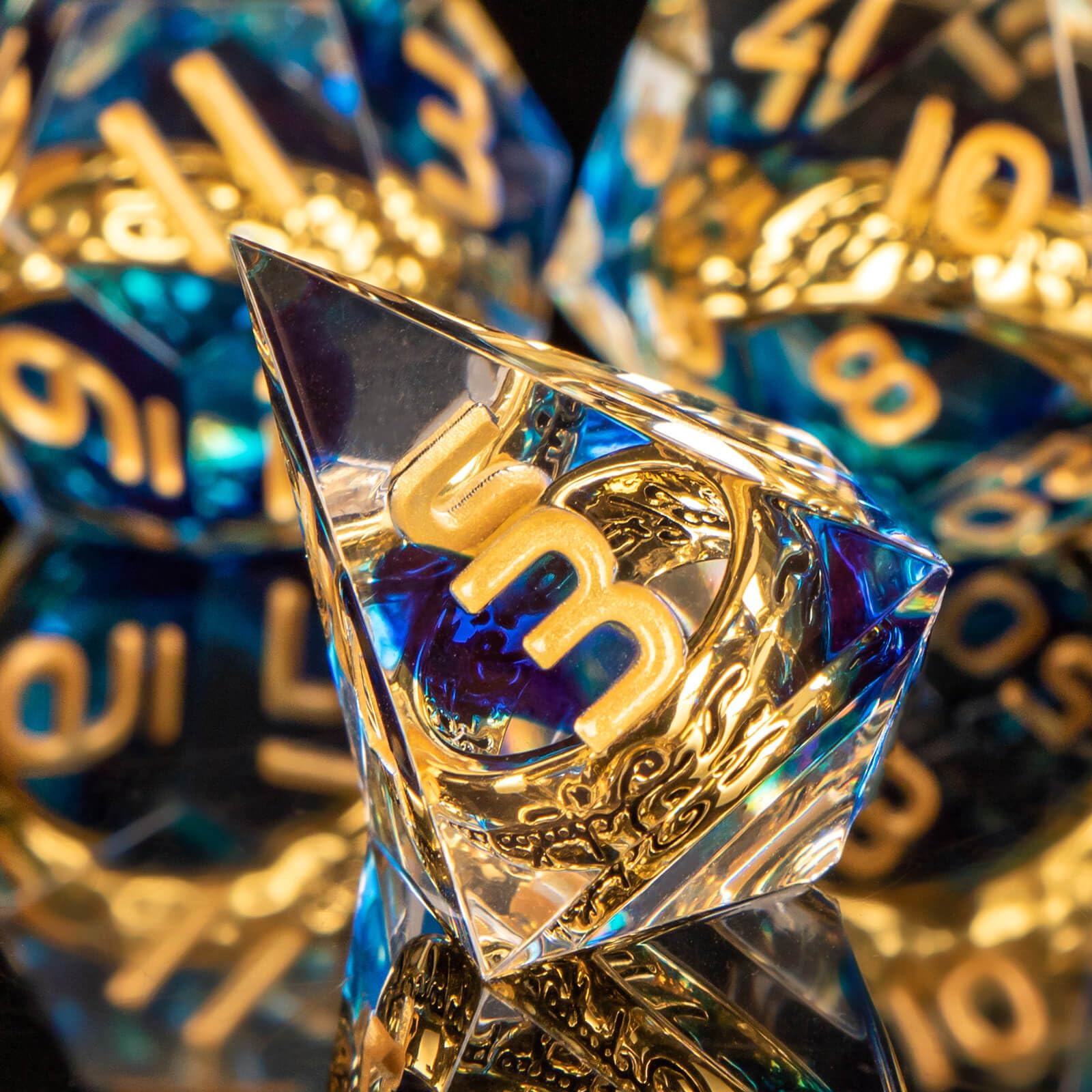 Oukelanwo Resin Sharp Edge Magic Lord of The Rings DND Dice Set - 7 Piece Polyhedral Dungeons and Dragons RPG Dice (D20, D12, D10, D8, D6, D4) with Gift Box - Perfect for D&D Games, LOTR Themed Campaigns & Tabletop Roleplaying Adventures