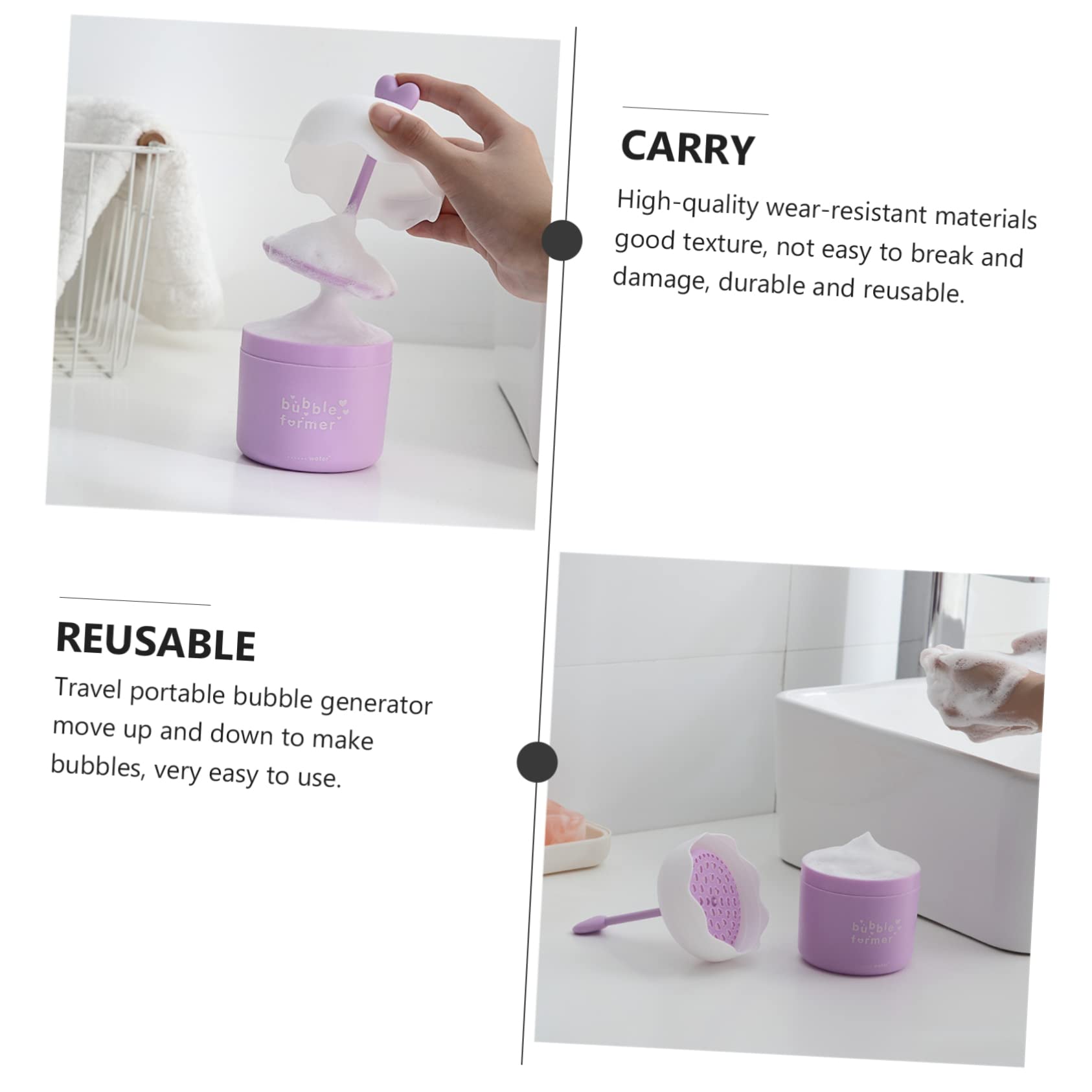 Cabilock Bubble Machine for Kids - Portable Foaming Soap Dispenser & Travel Body Wash Cup - Mini Bubble Maker Tool for Bath Time & Facial Cleanser - Perfect for Travel, Home, and Kids Bathroom Fun