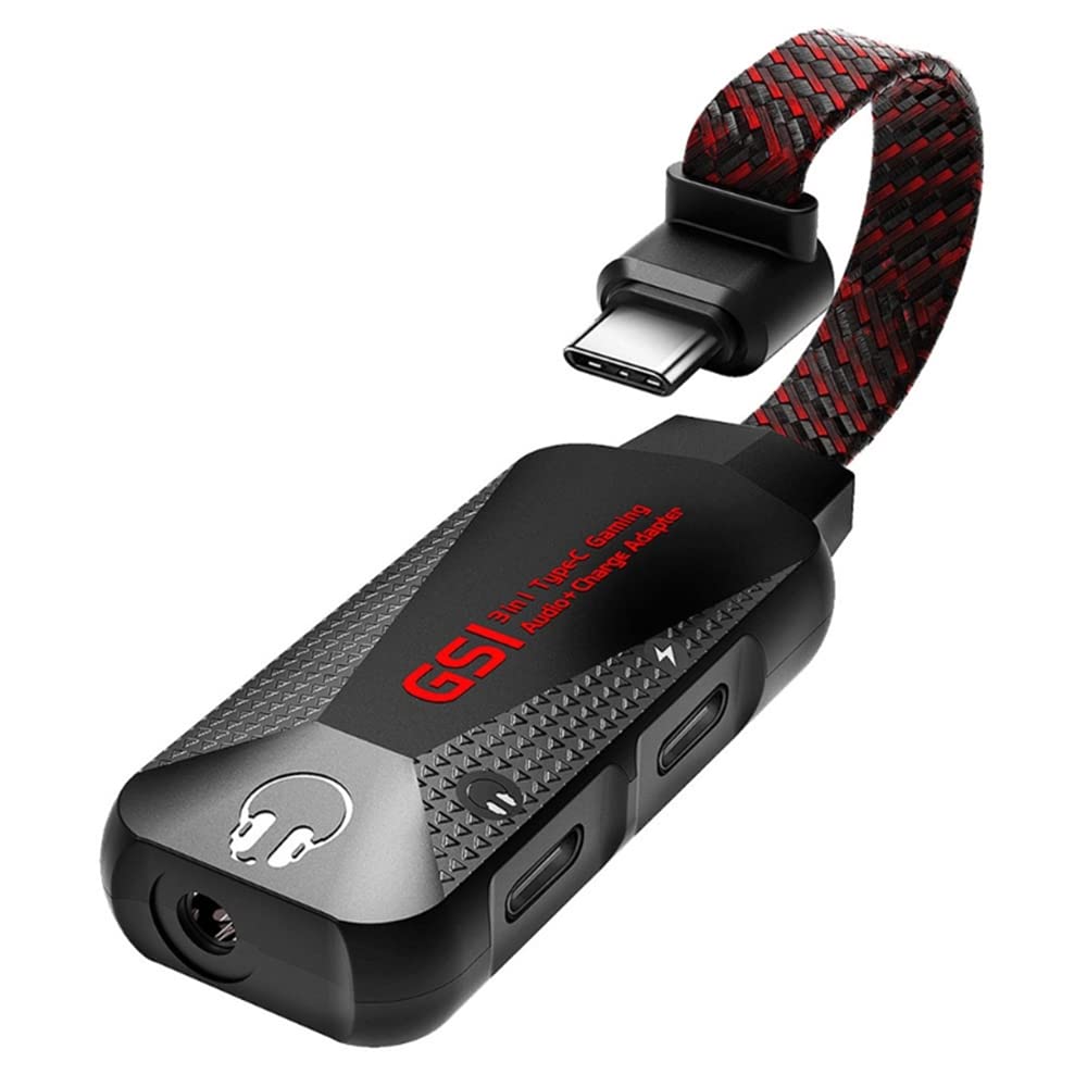 GS1 Portable Mobile Phone Game Sound Card - 3-in-1 External Audio Adapter with USB-C & 3.5mm Jack for Live Streaming, Gaming & Charging | Perfect for Twitch, YouTube Live & Mobile Esports