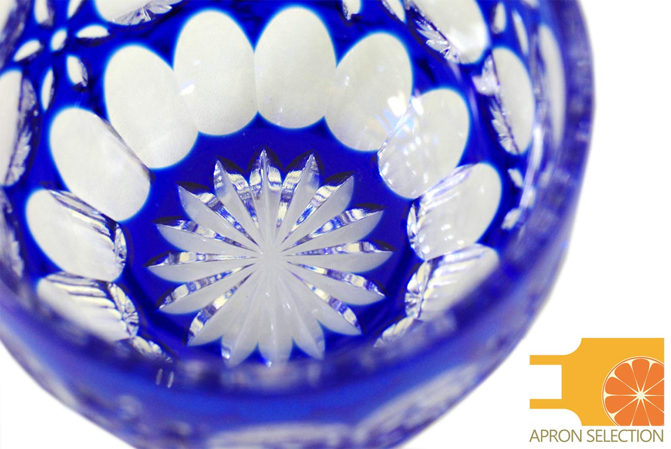 Premium Edo Kiriko Cut Glass - Authentic Japanese Traditional Craft in Elegant Gift Box, Kaleidoscope Design (Ultramarine Blue) - Perfect for Home Decor, Unique Gifts & Cultural Collectibles