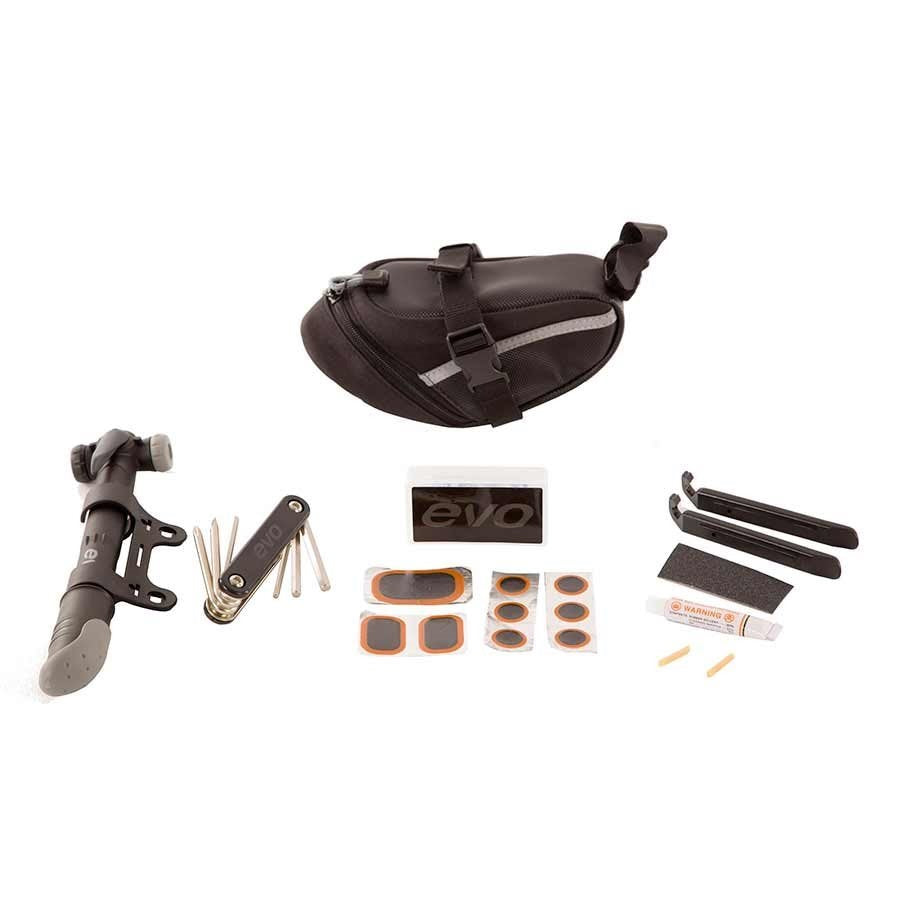 Evo RR 1 Ride Ready Essentials Kit - Waterproof Bicycle Saddle Bag with Complete Bike Repair Tools - Perfect for Mountain Biking, Road Cycling & Commuting