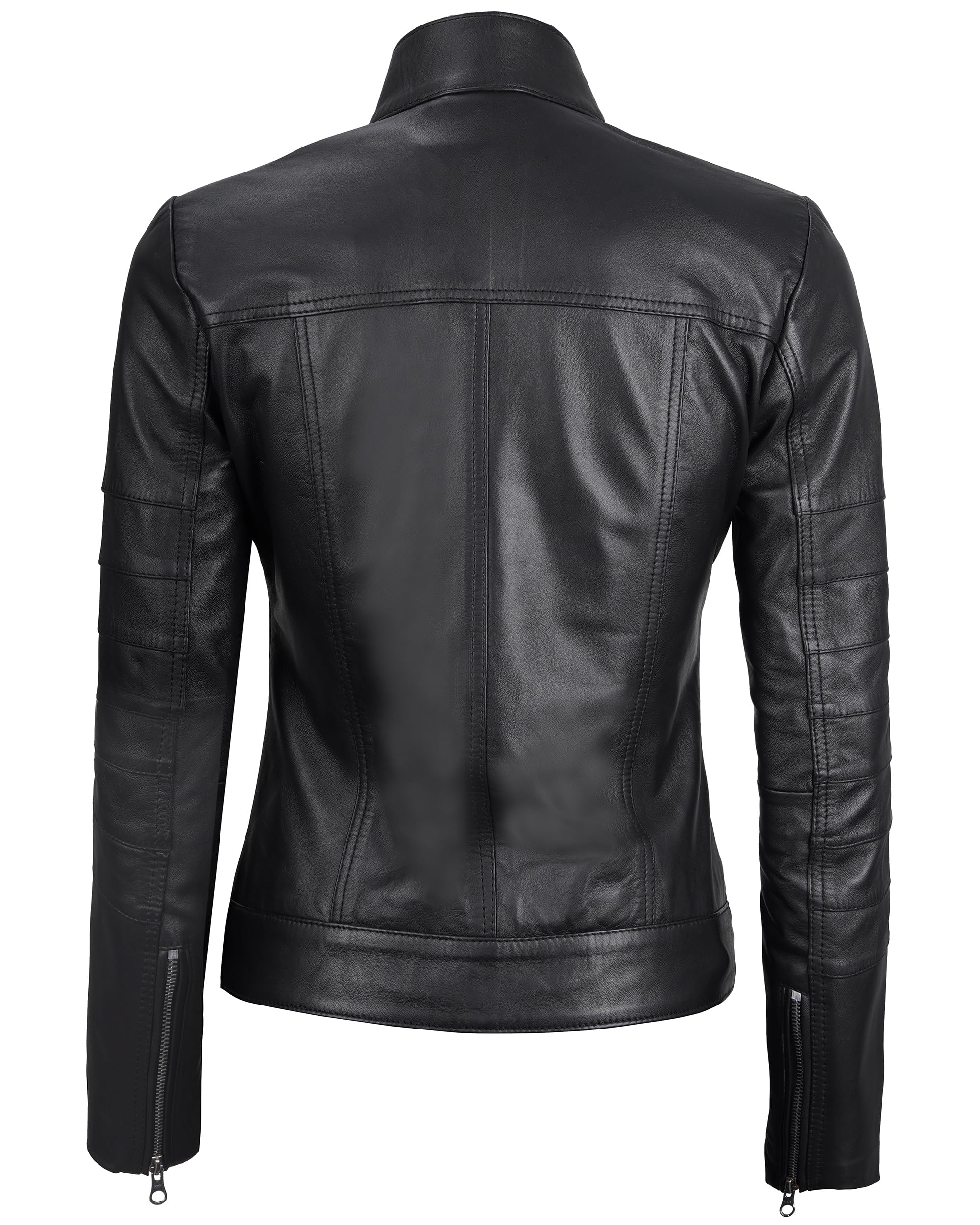 Blingsoul Genuine Leather Jacket for Women - Stylish Cafe Racer Biker Jacket | Perfect for Motorcycle Riding, Casual Outfits & Fashion Streetwear