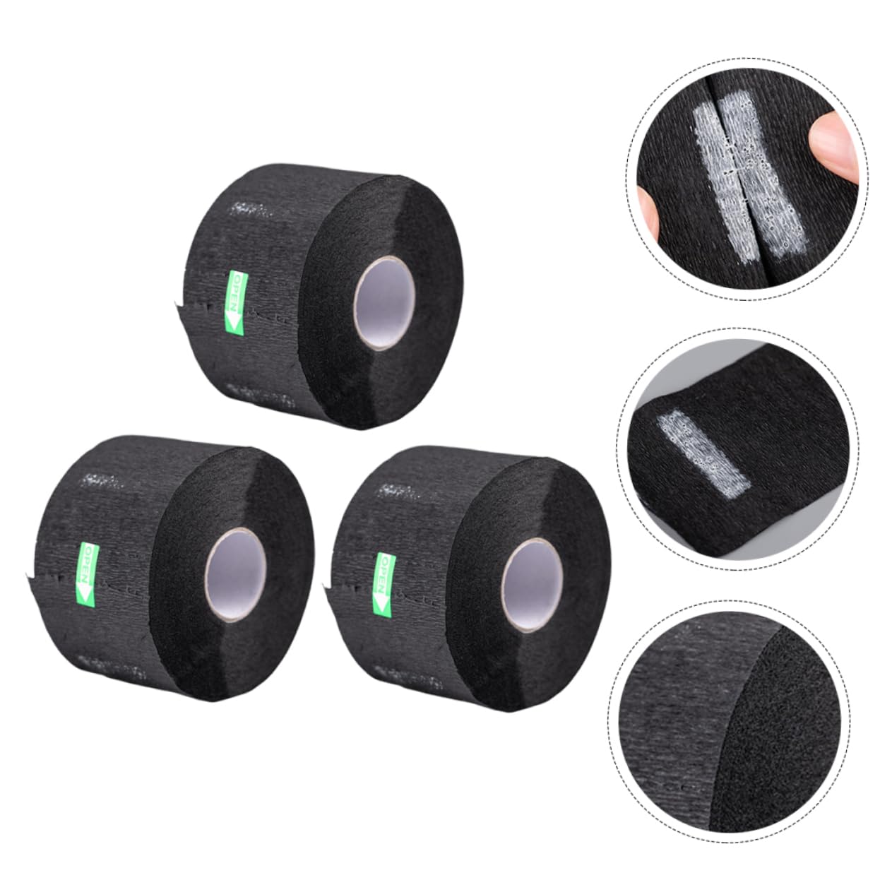 3 Rolls Stretchy Barber Neck Paper Strips - Black Non-Woven Haircut Neck Protection Bands for Barbershop & Salon Use | Ideal for Hair Cutting, Shaving & Styling Sessions